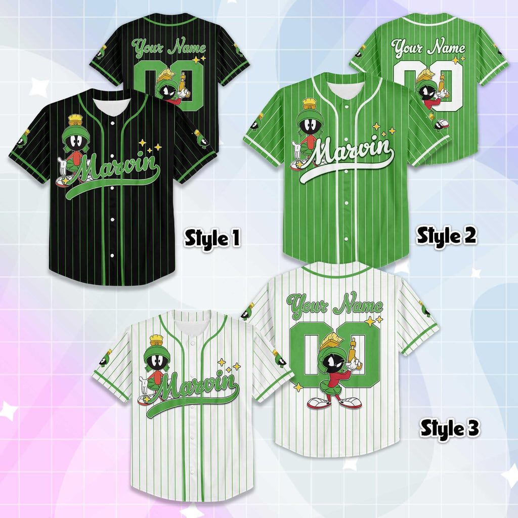 Personalized Marvin the Martian Baseball Jersey, Custom Looney Tunes Jersey, Family Matching Outfit, Baseball Team Shirt