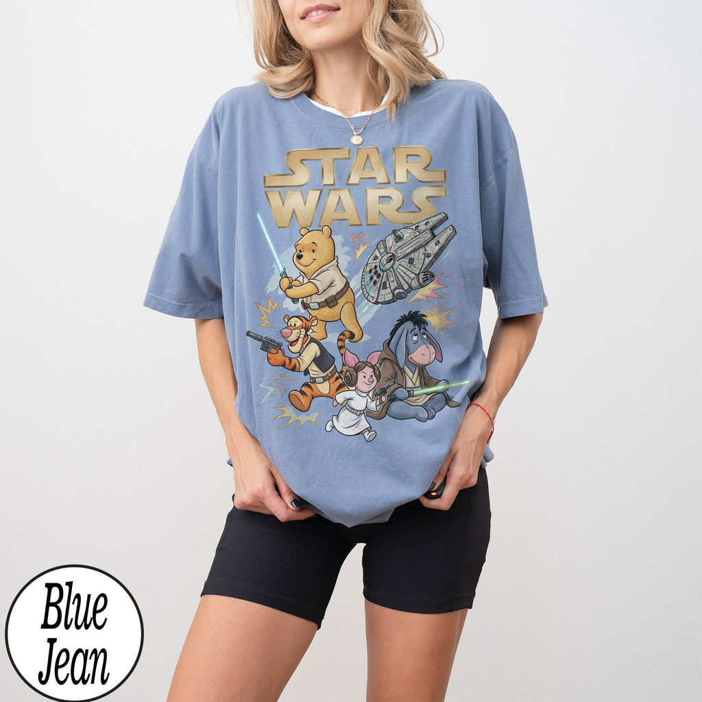 Disney Star Wars Winnie the Pooh Shirt, Tigger Piglet Eeyore Jedi With Lightsaber Tee, May the 4h be With You, Galaxy Edge Hollywood Studios