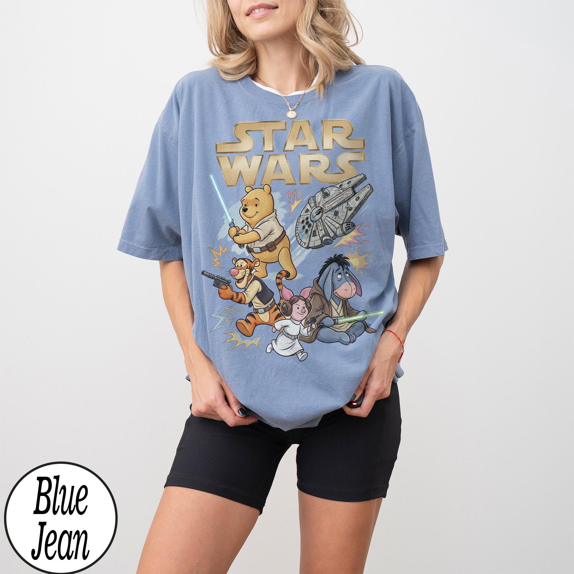 Disney Star Wars Winnie the Pooh Shirt, Tigger Piglet Eeyore Jedi With Lightsaber Tee, May the 4h be With You, Galaxy Edge Hollywood Studios