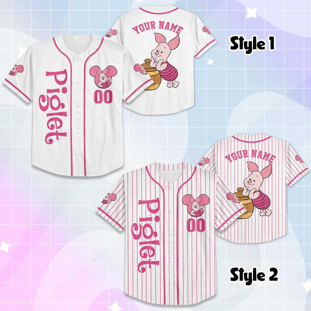 Personalized Piglet Baseball Jersey, Custom Winnie the Pooh Shirt