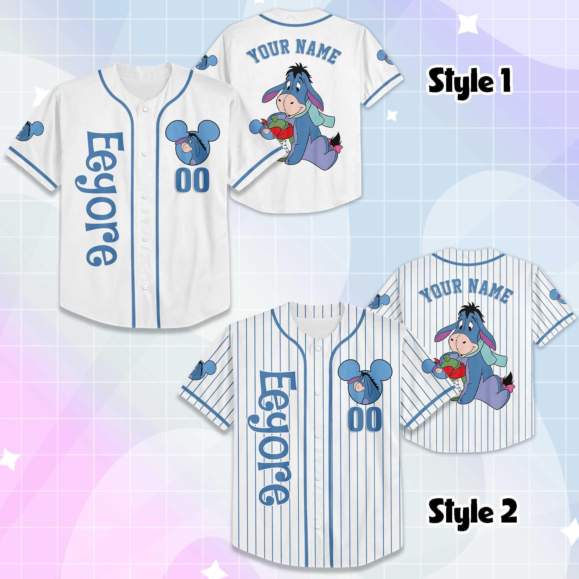 Custom Eeyore Baseball Jersey, Disney Winnie the Pooh Jersey, Personalized Eeyore Shirt, Family Matching Outfit, Gift For Disney Fans