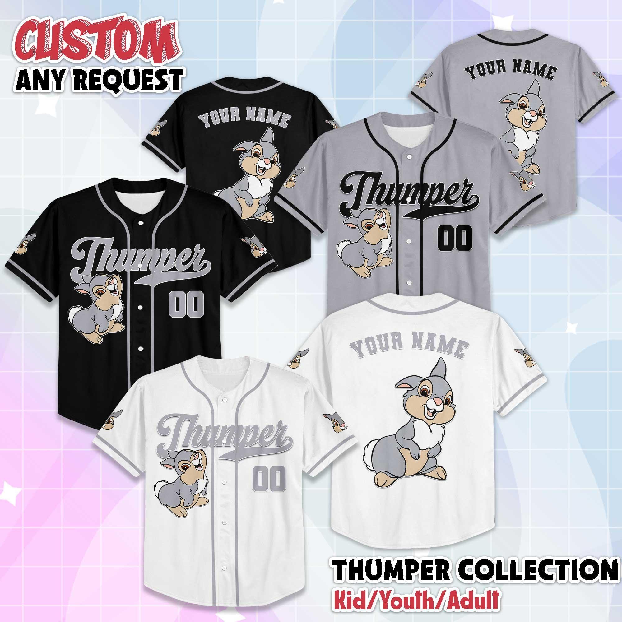 Personalized Thumper Baseball Jersey, Disney Bambi Jersey Shirt, Baseball Team Outfit, Gift For Fans