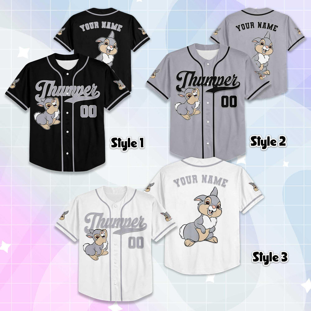 Personalized Thumper Baseball Jersey, Disney Bambi Jersey Shirt, Baseball Team Outfit, Gift For Fans