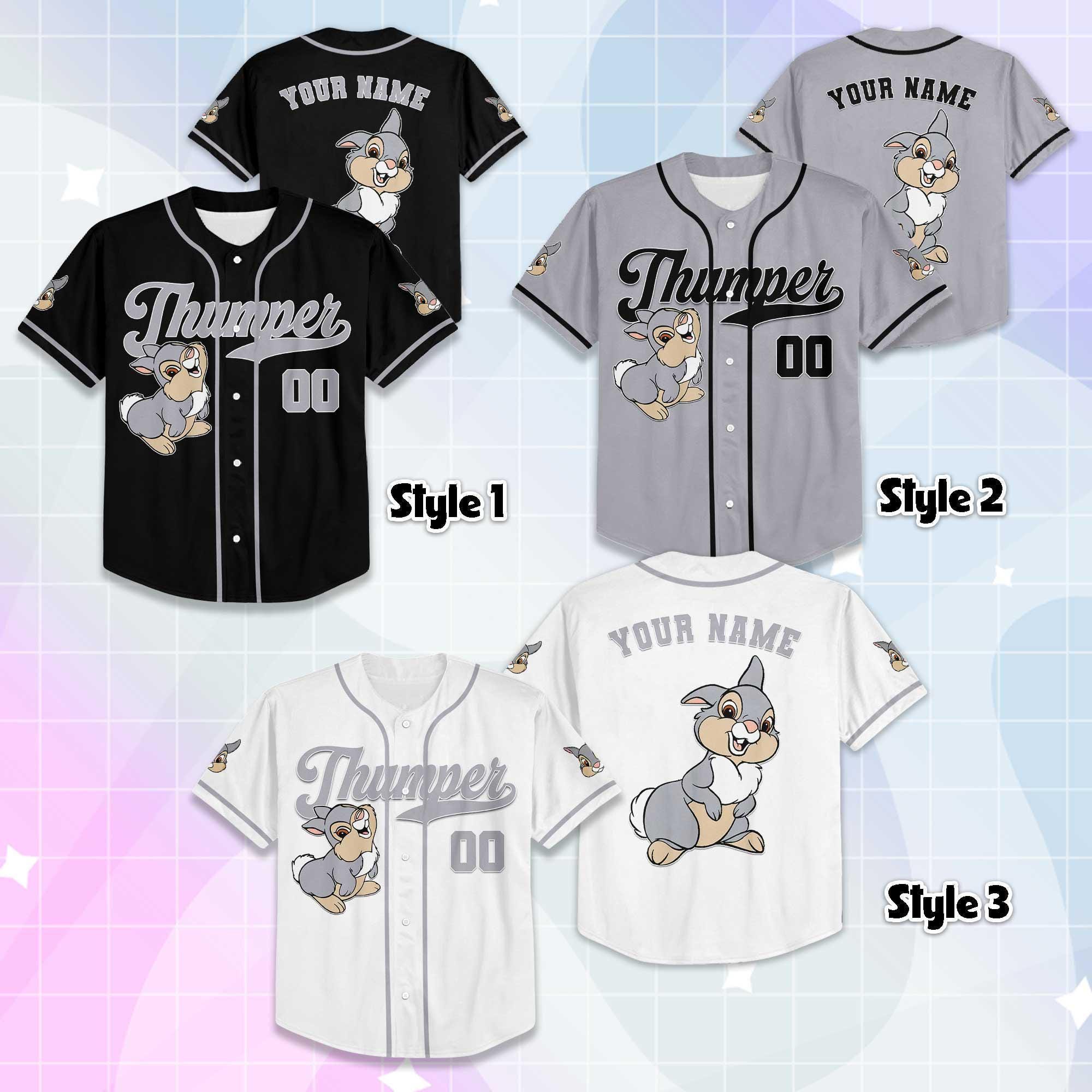 Personalized Thumper Baseball Jersey, Disney Bambi Jersey Shirt, Baseball Team Outfit, Gift For Fans