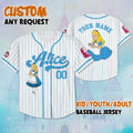 Custom Disney Princess Alice in Wonderland Baseball Jersey, Disney Alice in Wonderland Jersey for Disney Fans, Disney Birthday Gift