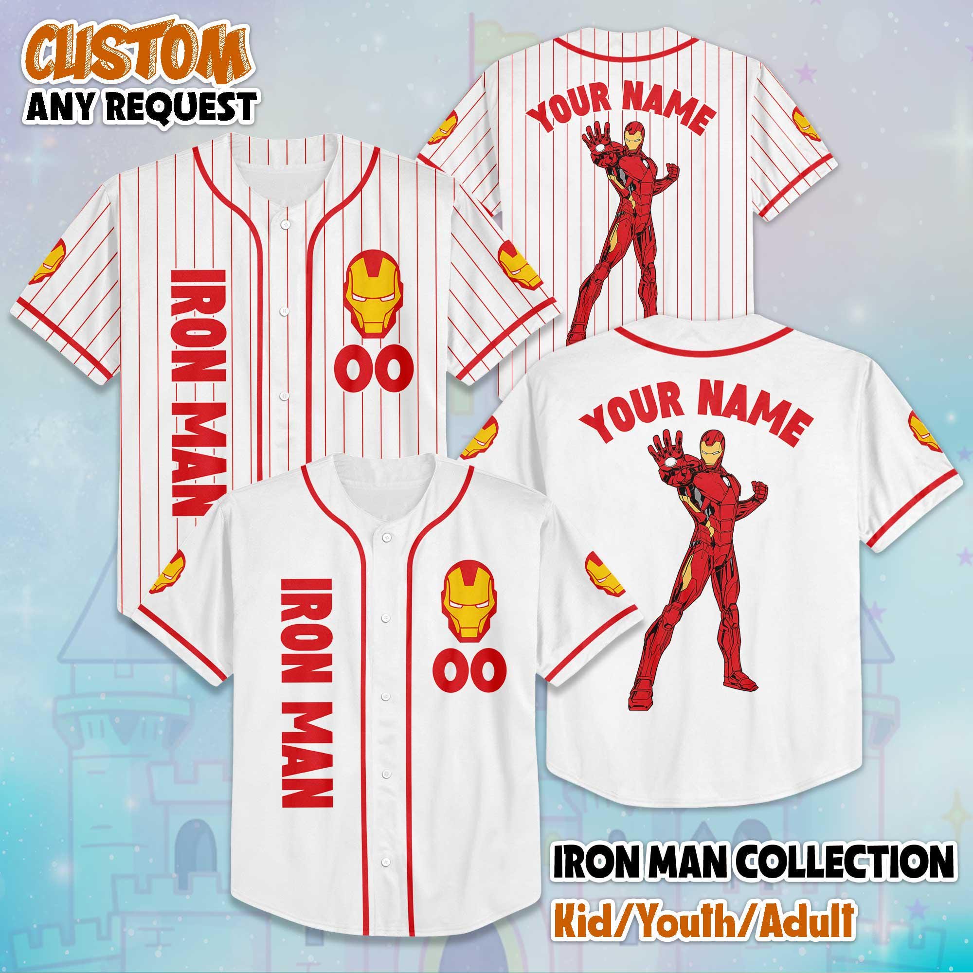Custom Iron Man Baseball Jersey, Disney The Avengers Iron Man Jersey for Disney Fans, Disney Baseball Team Outfit