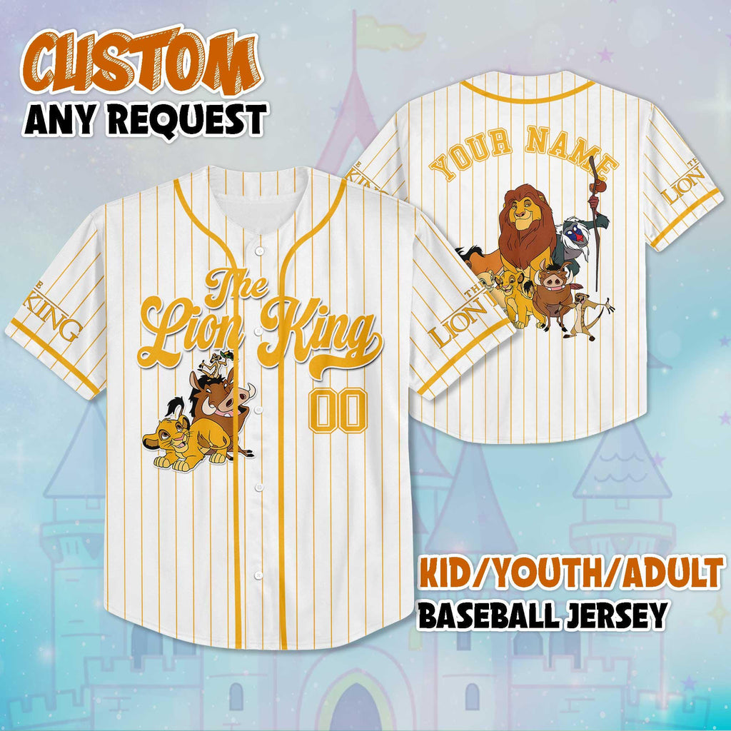 Personalized The Lion King Baseball Jersey, Custom The Lion King Sports Jersey for Disney Fans, Disneyland Birthday Gift