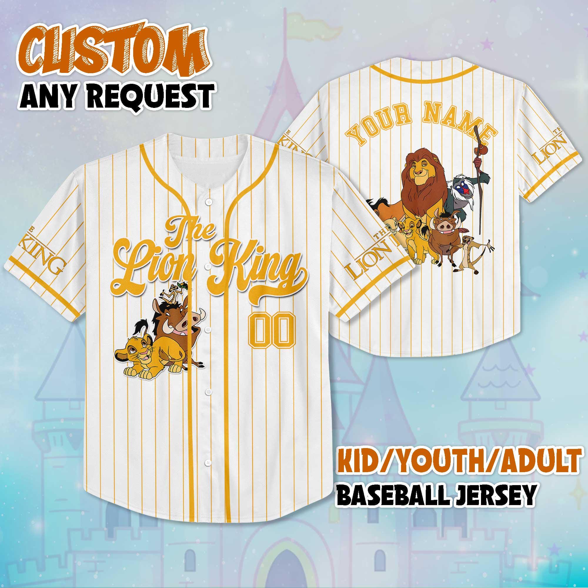 Personalized The Lion King Baseball Jersey, Custom The Lion King Sports Jersey for Disney Fans, Disneyland Birthday Gift