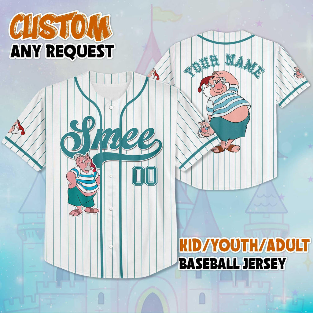 Personalized Smee Peter Pan Baseball Jersey, Disney Smee Jersey, Adult Disney Baseball Jersey Sports Cute Gifts For Fans Disney