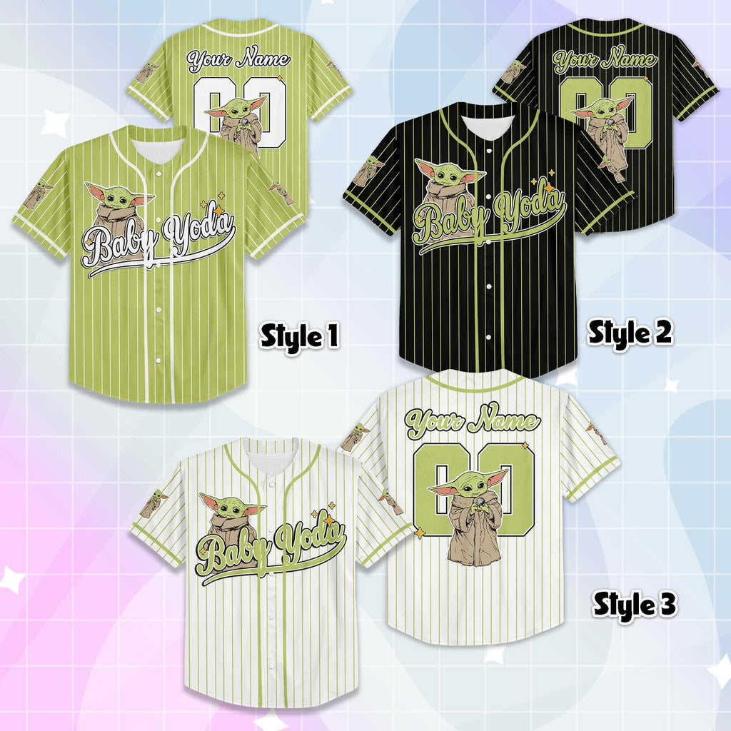 Personalized Baby Yoda Collection Baseball Jersey, Custom Star Wars Team Jersey, Baseball Team Outfit, Matching Family Shirt