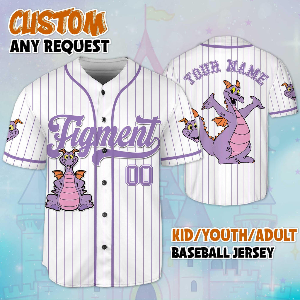 Custom Figment Little Spark Baseball Jersey, Personalized Disney Figment Jersey for Disney Fans, Disneyland Birthday Gift