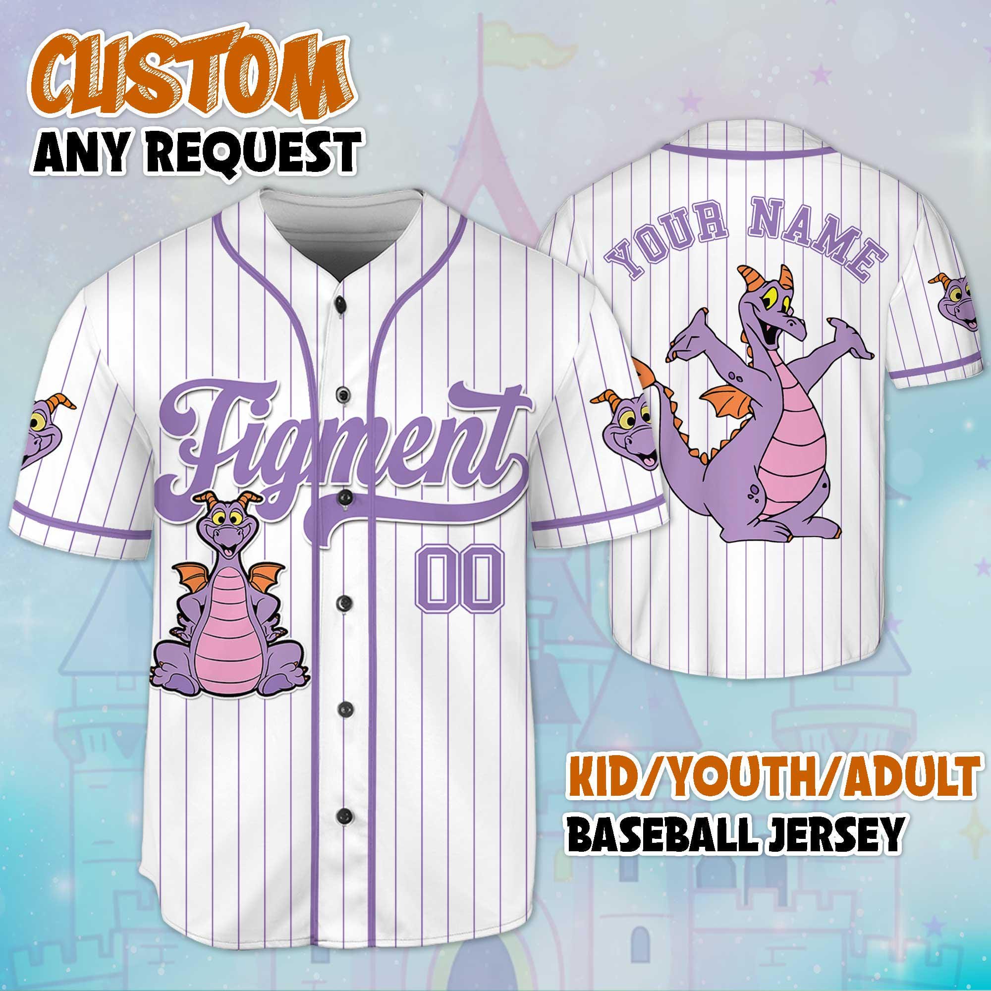 Custom Figment Little Spark Baseball Jersey, Personalized Disney Figment Jersey for Disney Fans, Disneyland Birthday Gift