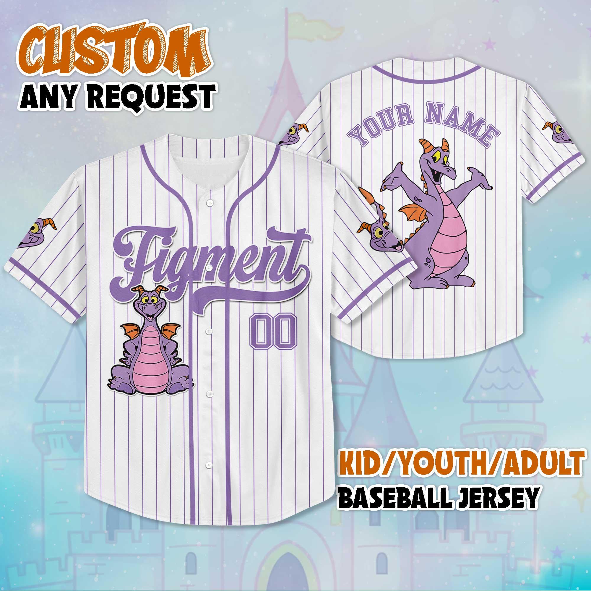 Custom Figment Little Spark Baseball Jersey, Personalized Disney Figment Jersey for Disney Fans, Disneyland Birthday Gift