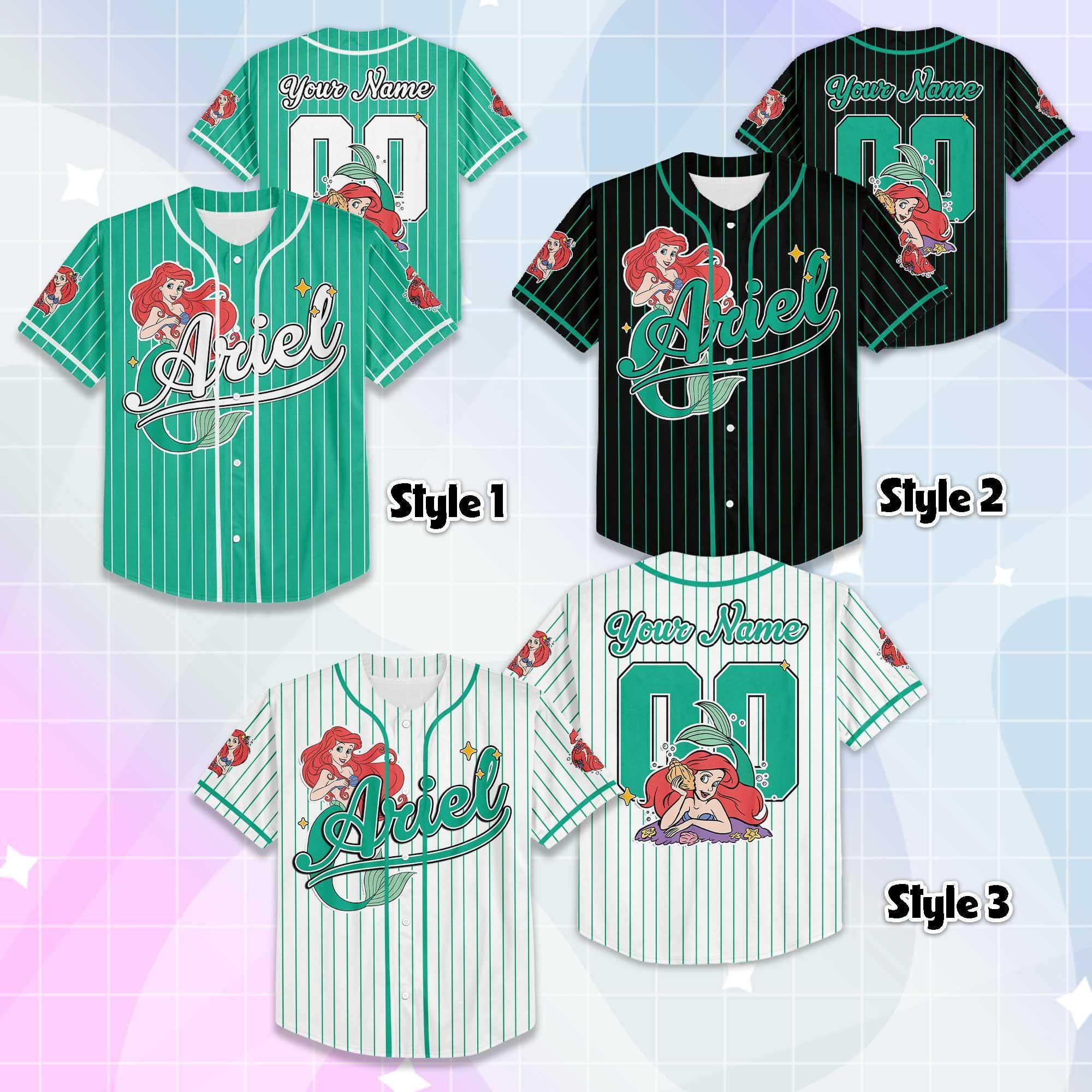 Custom Ariel Baseball Jersey, Personalized Disney The Little Mermaid Ariel Jersey, Disney Baseball Jersey, Gifts For Fans