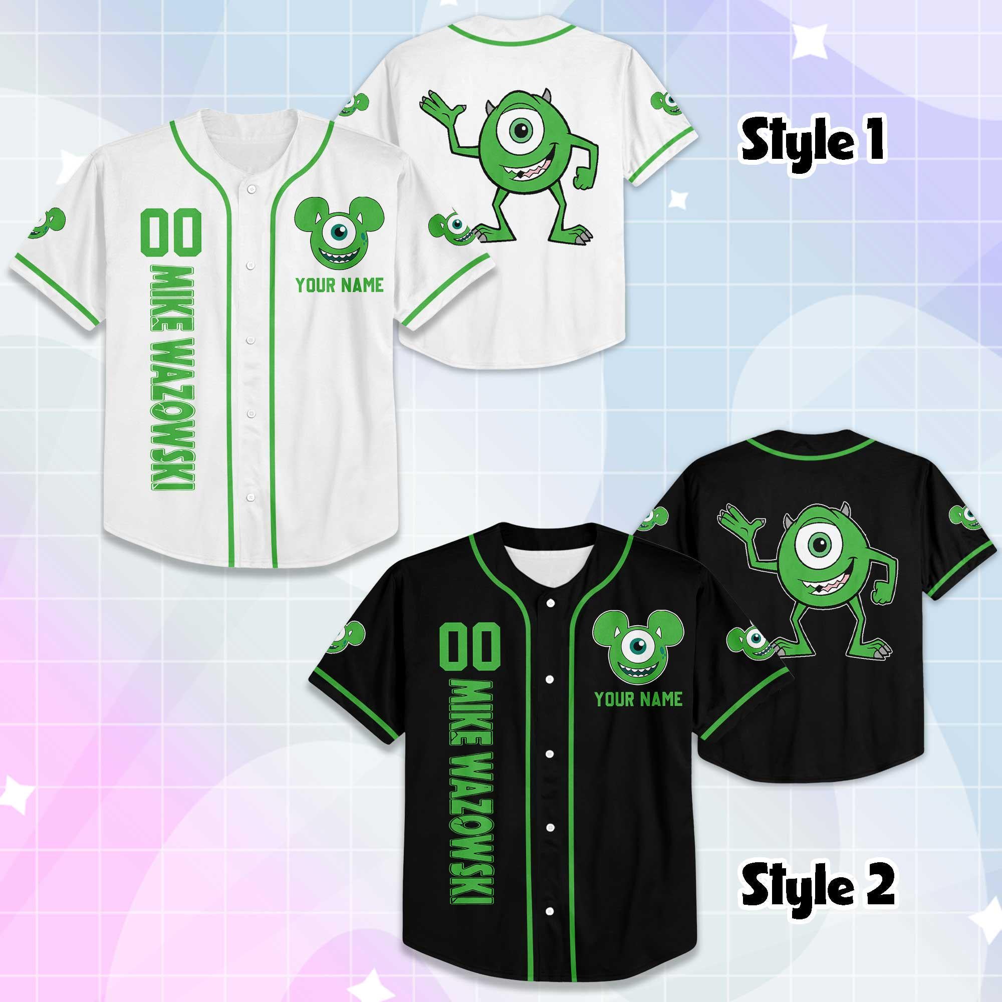 Custom Mike Wazowski Baseball Jersey, Disney Monster Inc Jersey, Disney Monster ,Gift for Disney Fans, Birthday Gift
