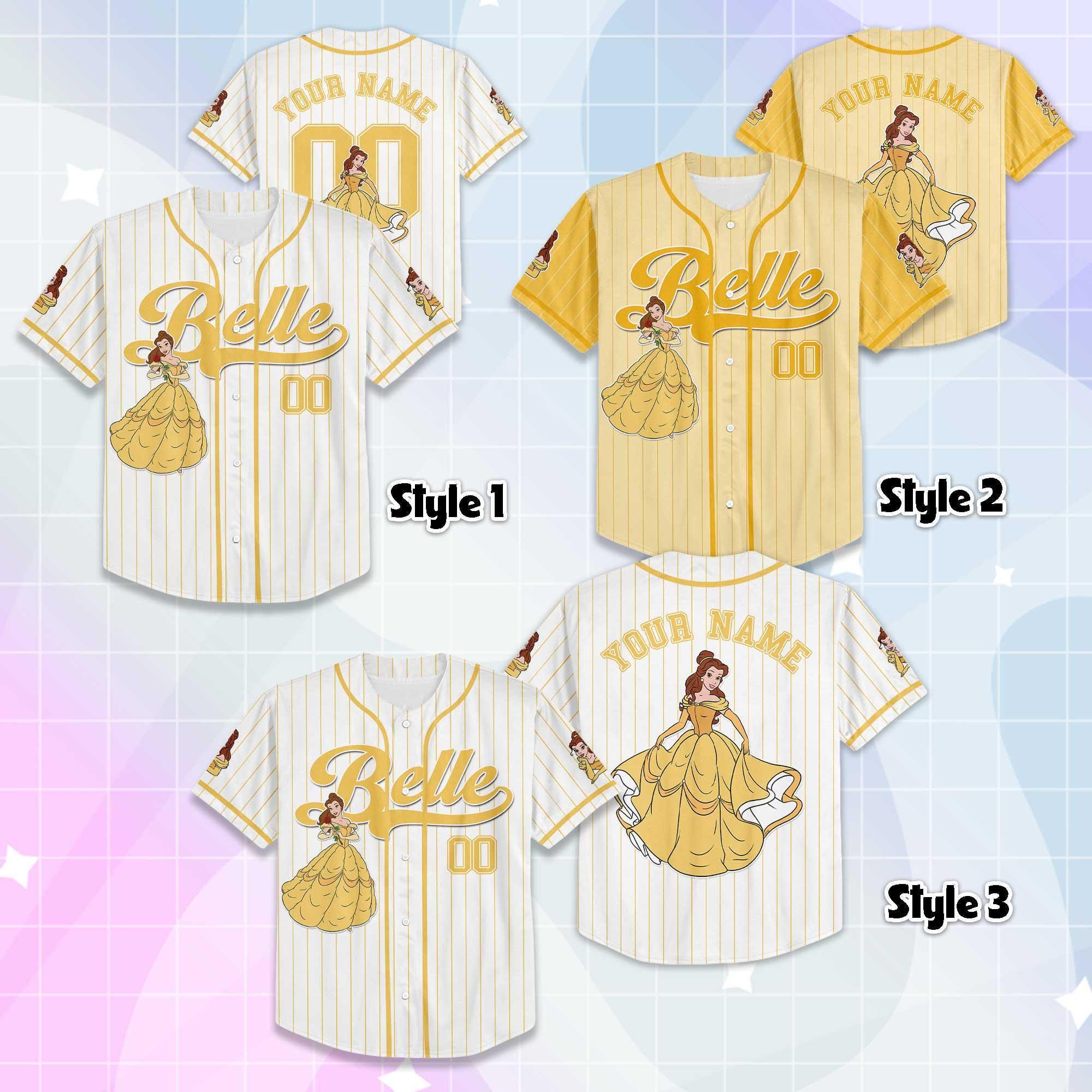 Personalized Belle Baseball Jersey, Disney Beauty and the Beast Belle Jersey, Disney Baseball Jersey Sports Cute Gifts For Fans