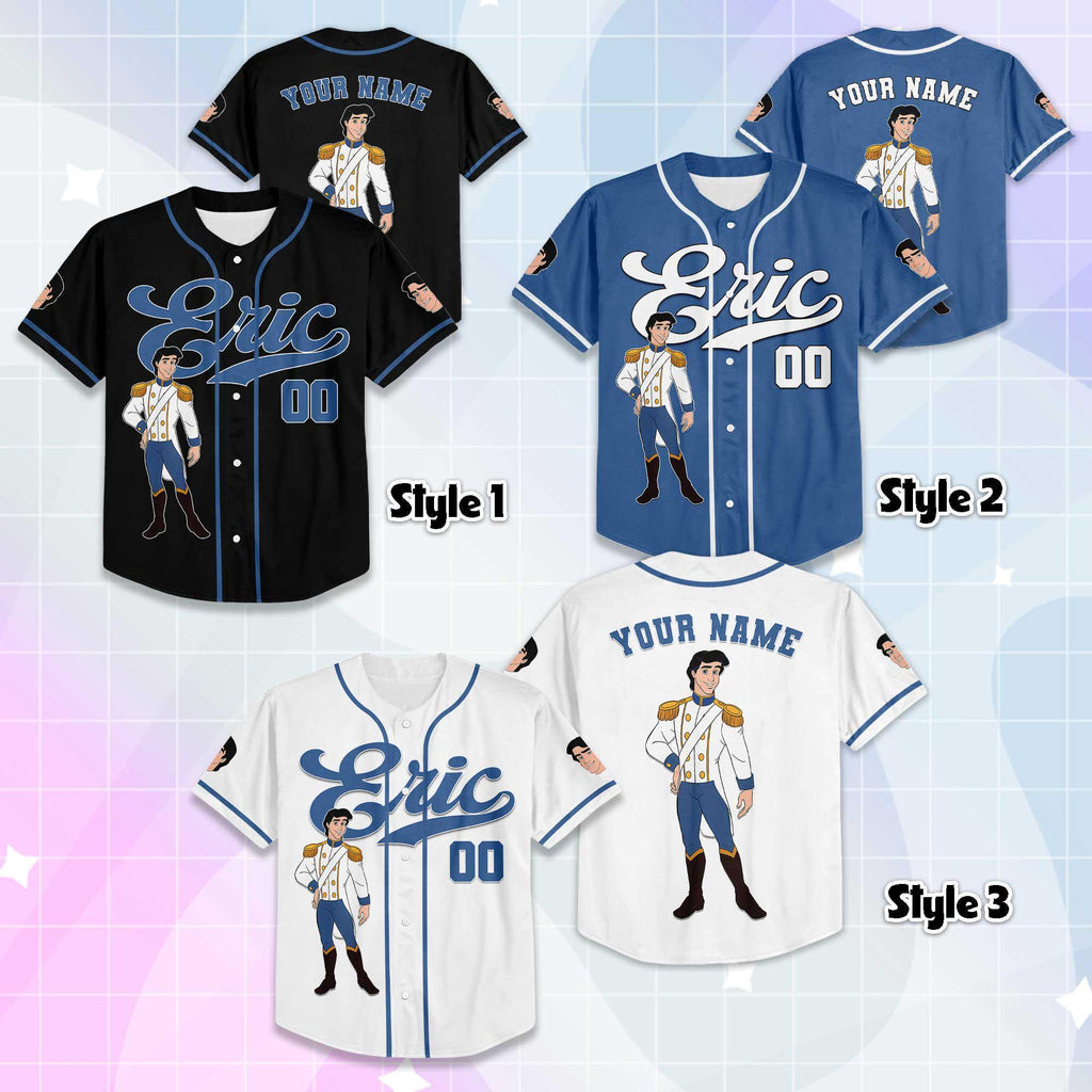Custom Prince Eric Baseball Jersey, Little Mermaid Outfit