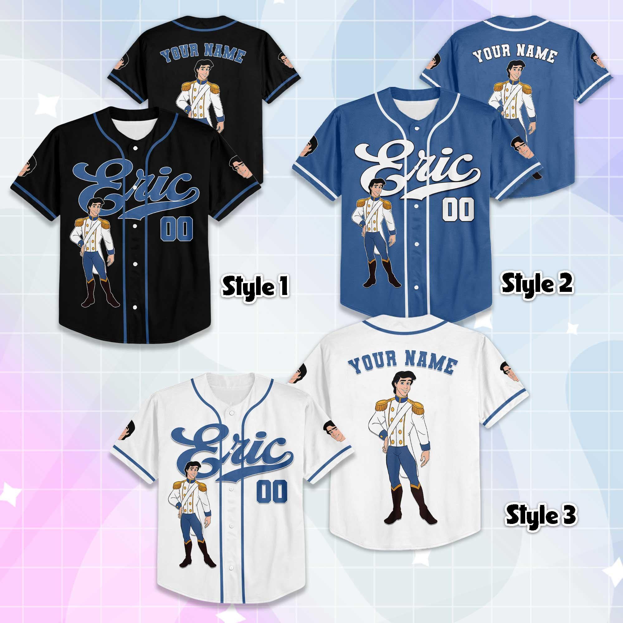 Custom Prince Eric Baseball Jersey, Little Mermaid Outfit