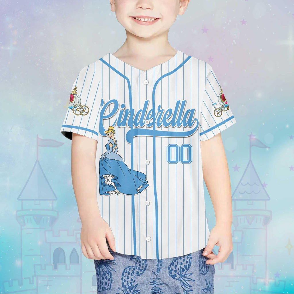 Personalized Cinderella Baseball Jersey, Custom Disney Princess Jersey Shirt, Disneyland Matching Outfit, Gift for Disney Fans