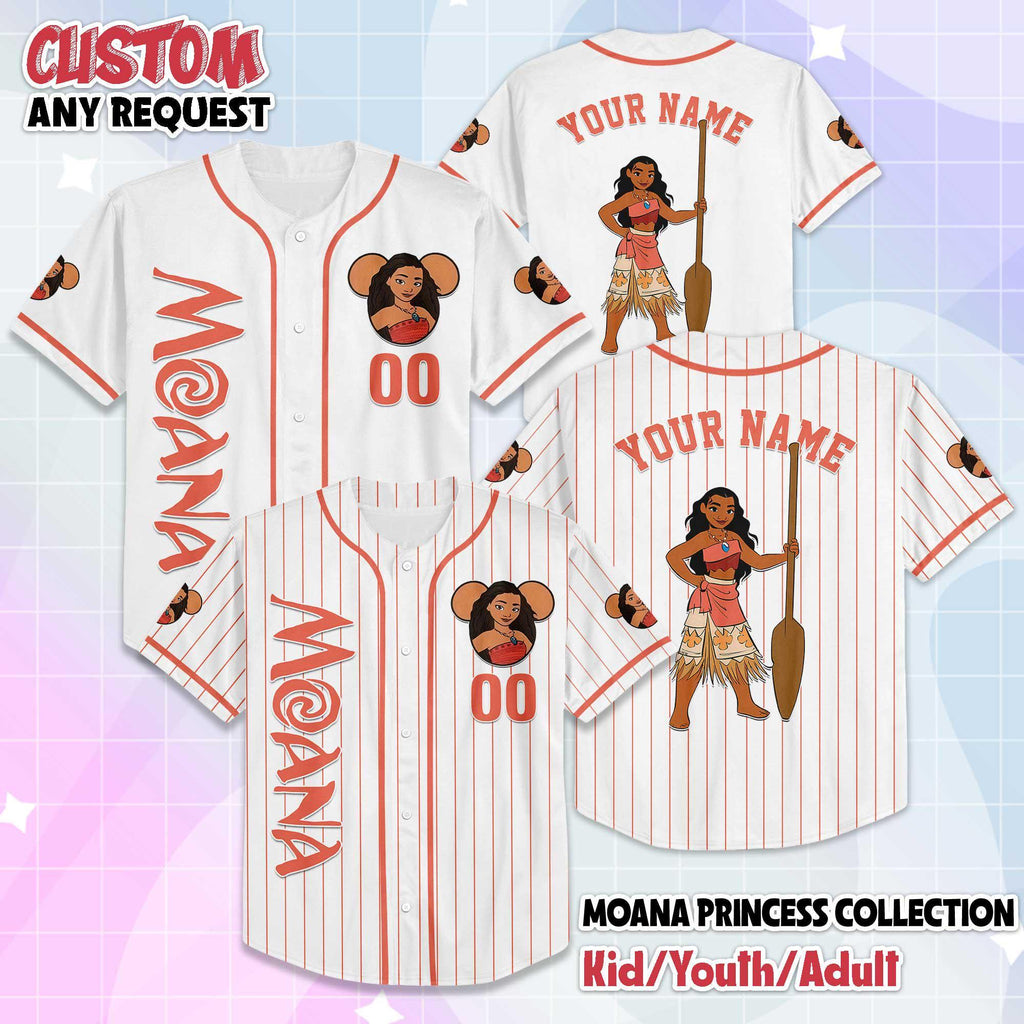 Personalized Moana Baseball Jersey, Custom Disney Moana Jersey Shirt, Disney Baseball Team Outfit, Birthday Gift