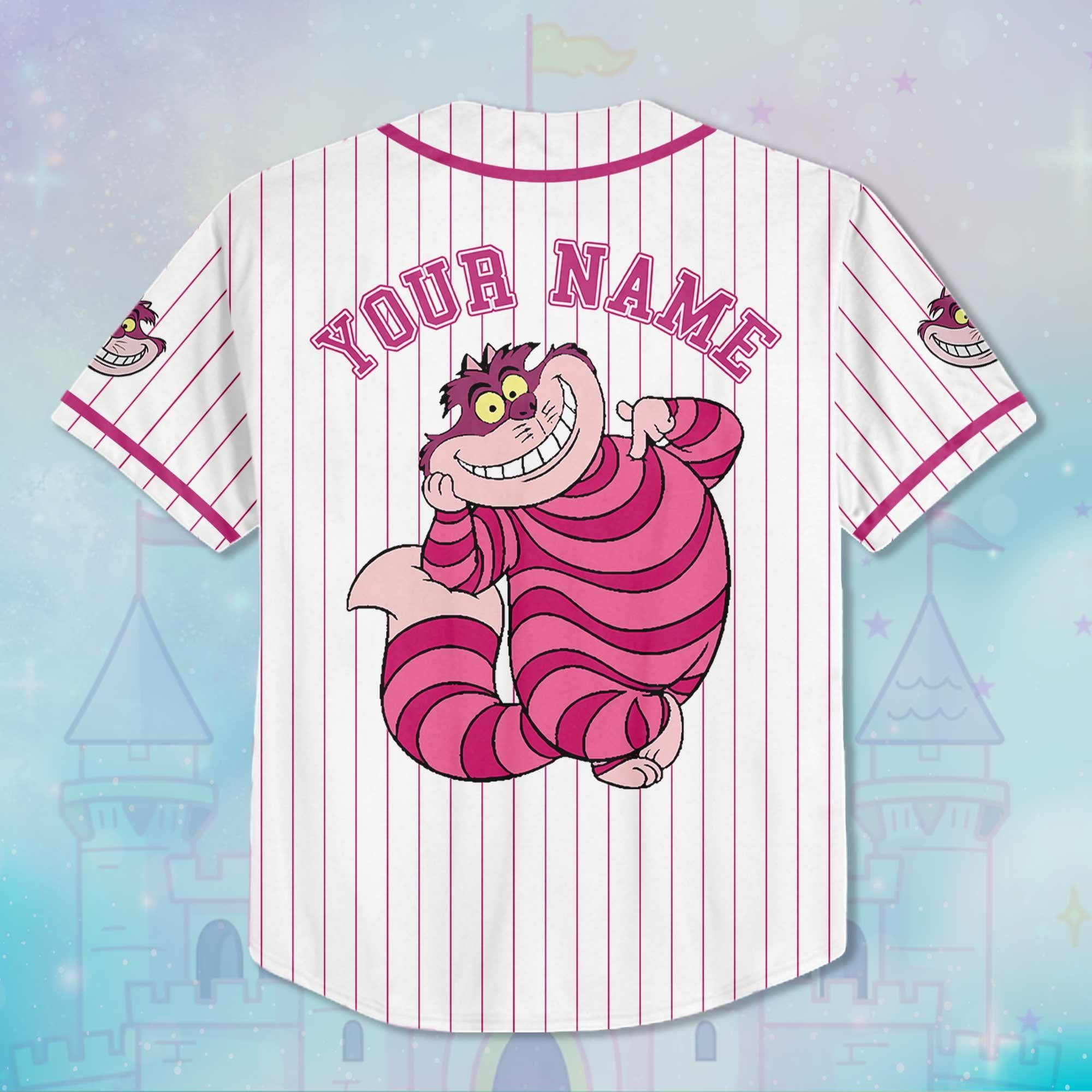 Custom Cheshire Cat Baseball Jersey, Personalized Disney Alice in Wonderland Cheshire Cat Jersey for Disney Fans, Disneyland Birthday Gift