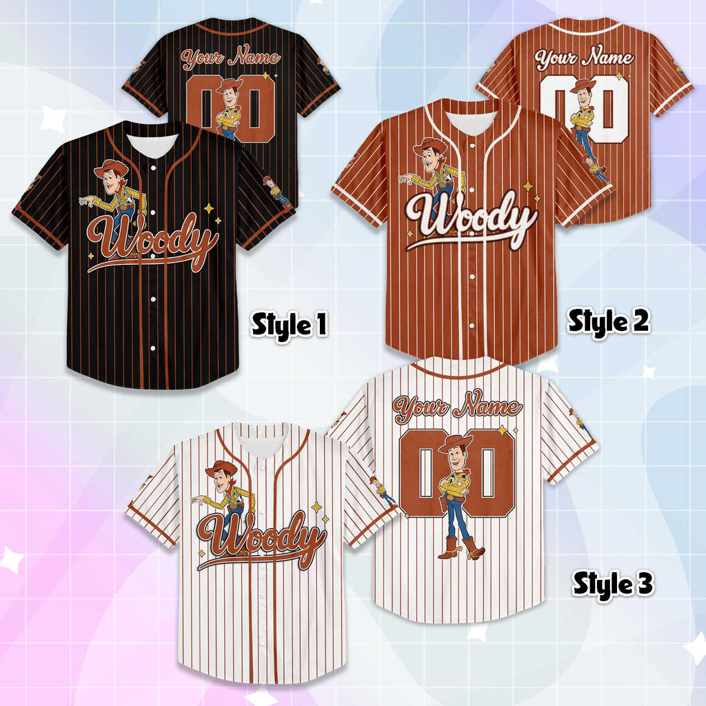 Personalized Woody Baseball Jersey, Custom Woody Baseball Shirt, Matching Disney Trip Outfit, Disney Baseball Team Shirt