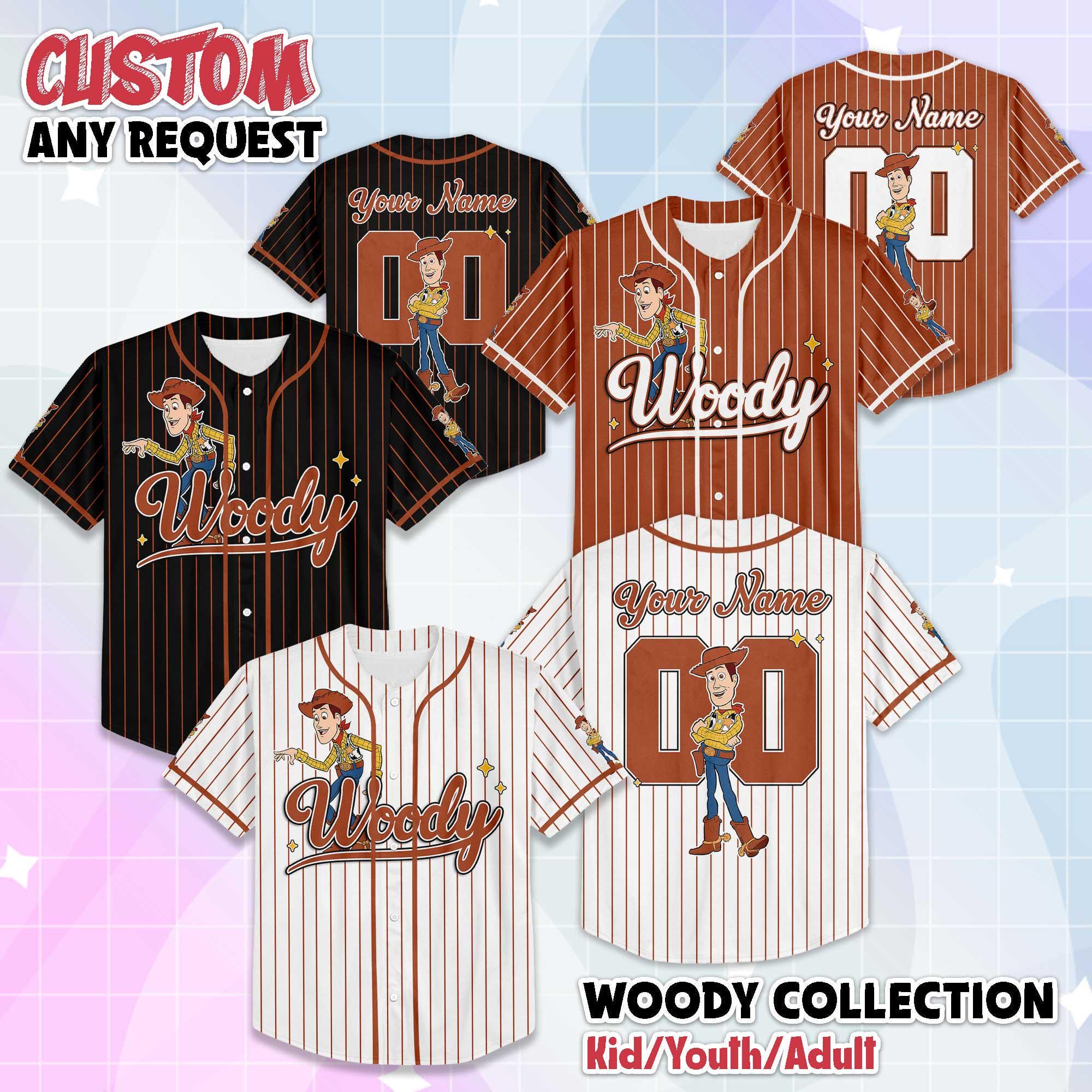 Personalized Woody Baseball Jersey, Custom Woody Baseball Shirt, Matching Disney Trip Outfit, Disney Baseball Team Shirt