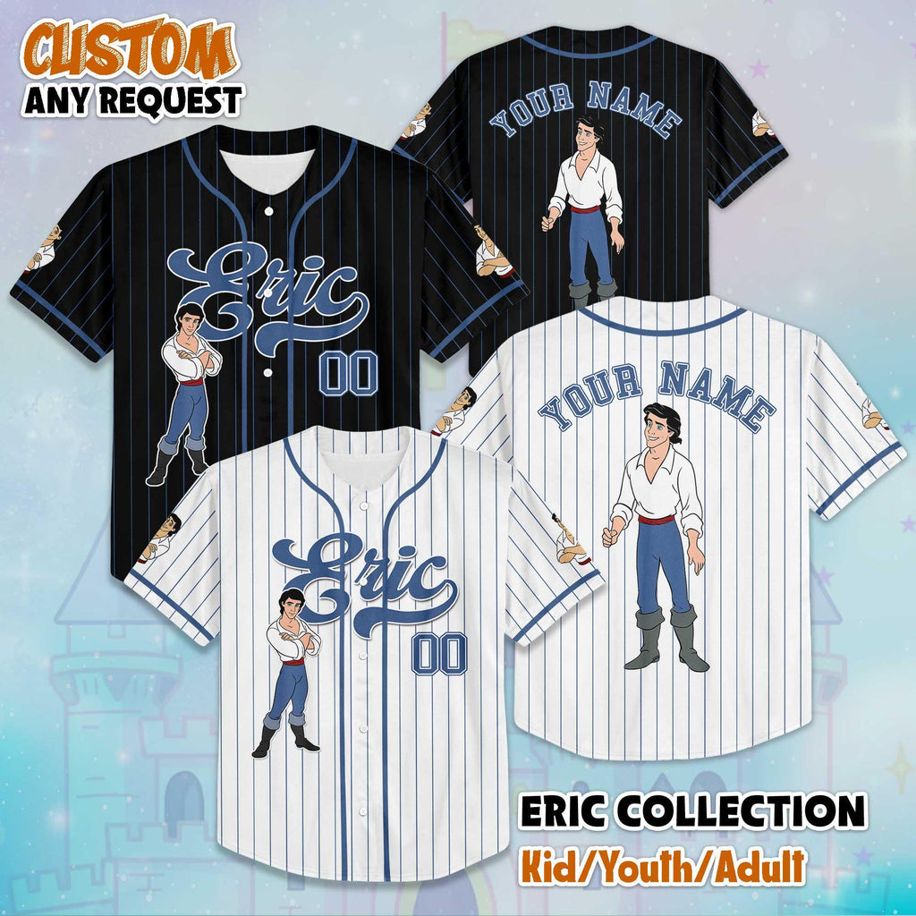 Custom Prince Eric The Little Mermaid Baseball Jersey, Disney Prince Eric Jersey Shirt, Disney Baseball Jersey Sports Cute Gifts For Fans