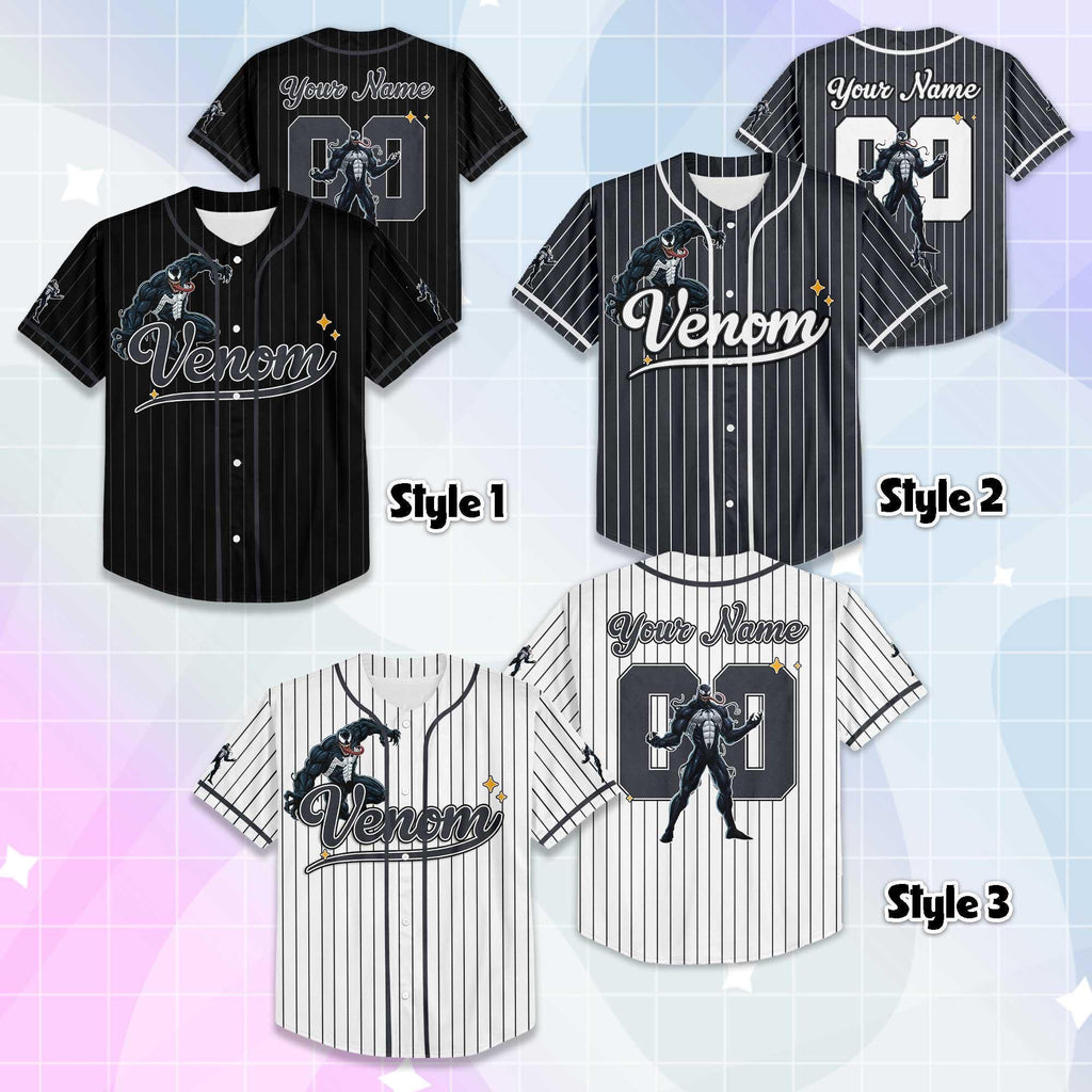 Personalized Venom Baseball Jersey, Custom Venom Baseball Shirt, Disney The Avengers Baseball, Fan Lover Gift