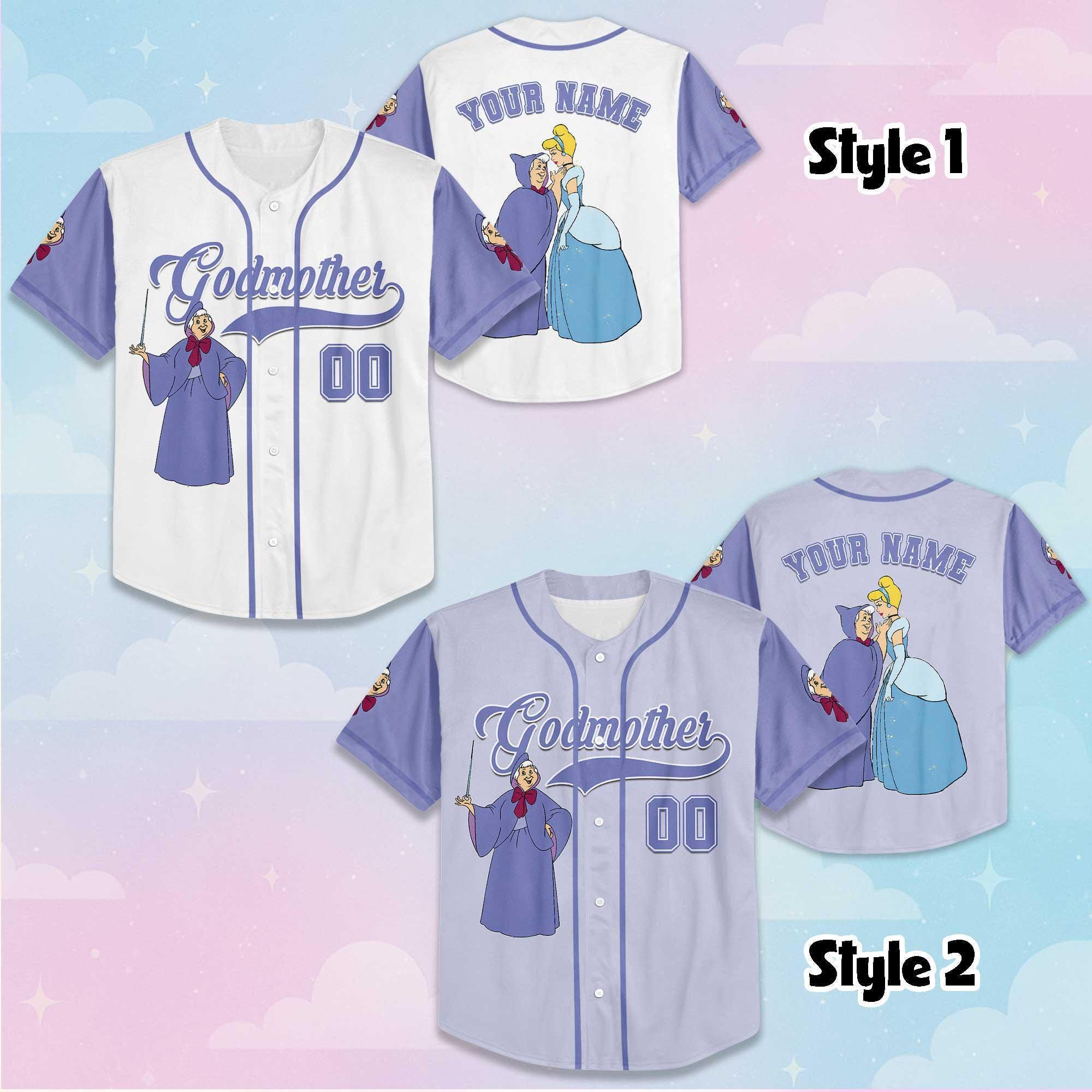 Custom Fairy Godmother Baseball Jersey, Personalized Disney Cinderella Jersey Shirt, Baseball Team Outfit, Disneyland Birthday Gift