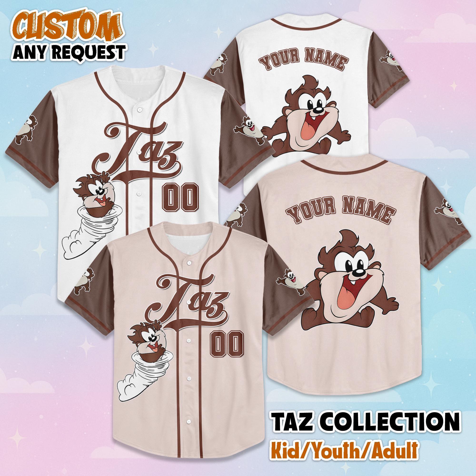 Personalized Baby Taz Baseball Jersey, Custom Looney Tunes Jersey, Family Matching Outfit, Birthday Gift