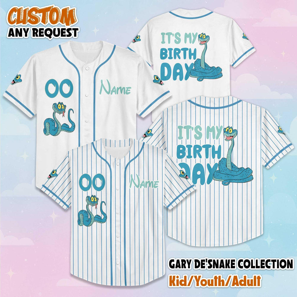 Custom Gary De'Snake Birthday Baseball Jersey, Personalized Disney Zootopia 2 Baseball Jersey, Matching Team Outfit, Birthday Gift