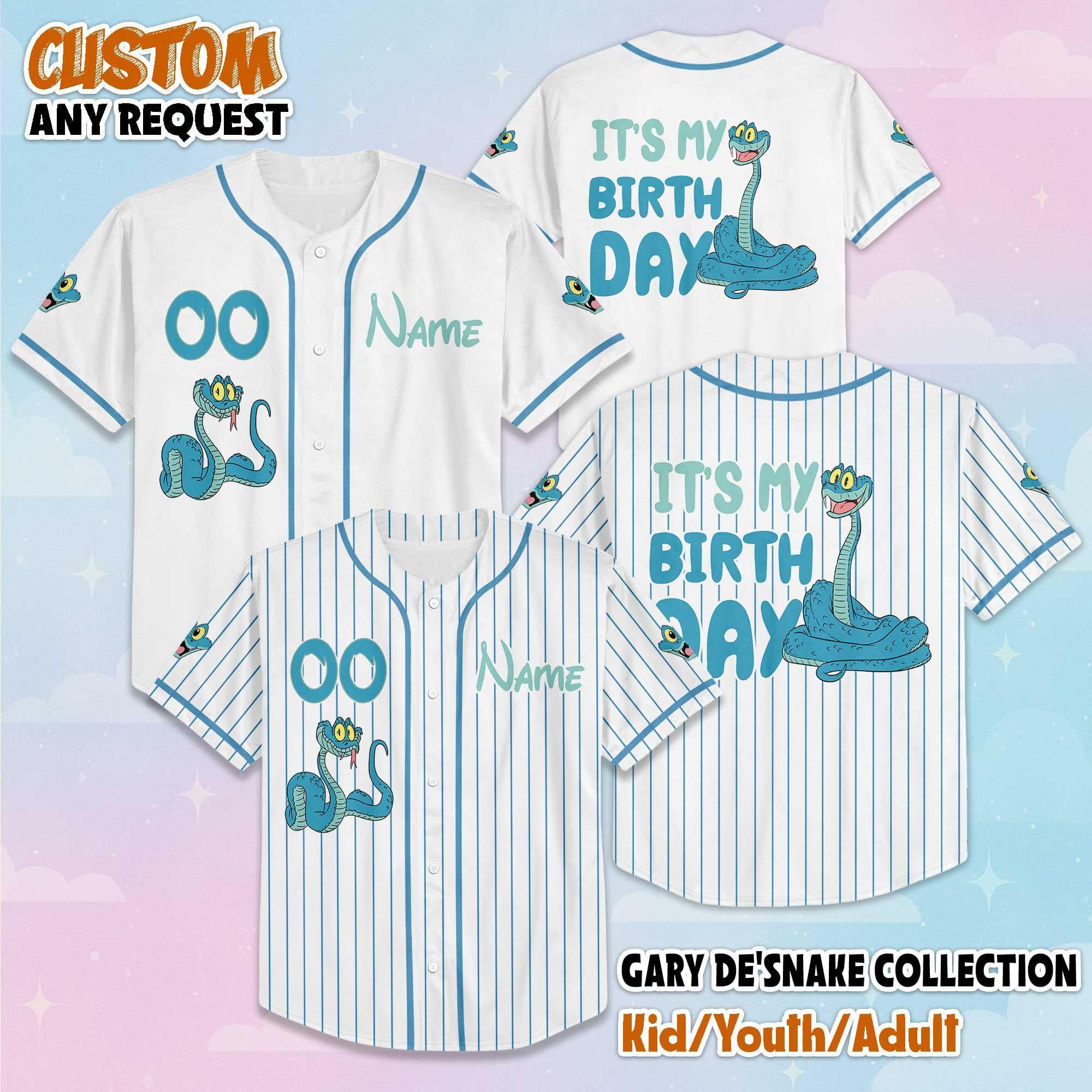 Custom Gary De'Snake Birthday Baseball Jersey, Personalized Disney Zootopia 2 Baseball Jersey, Matching Team Outfit, Birthday Gift