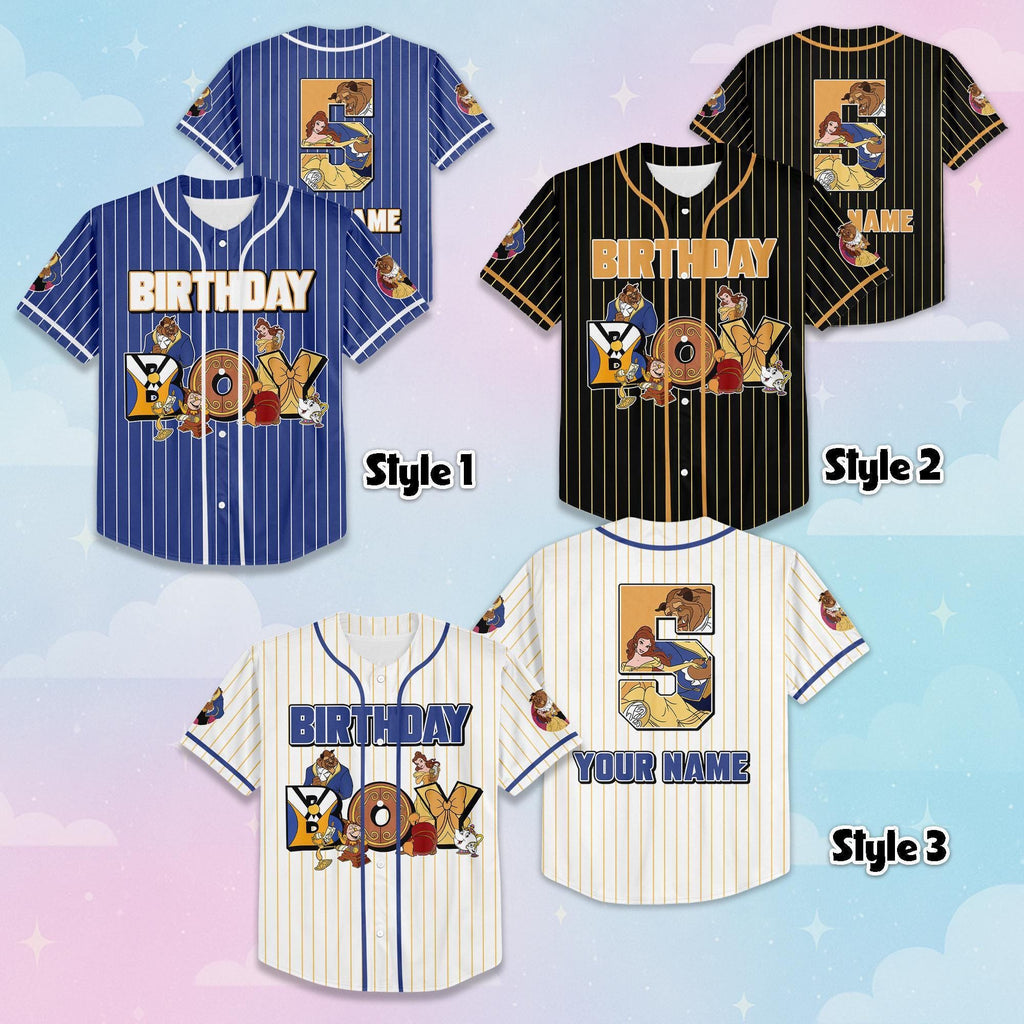 Custom Beauty and the Beast Birthday Boy Baseball Jersey, Disney Belle & the Beast Shirt, Disney Baseball Team Outfit, Gift For Fan