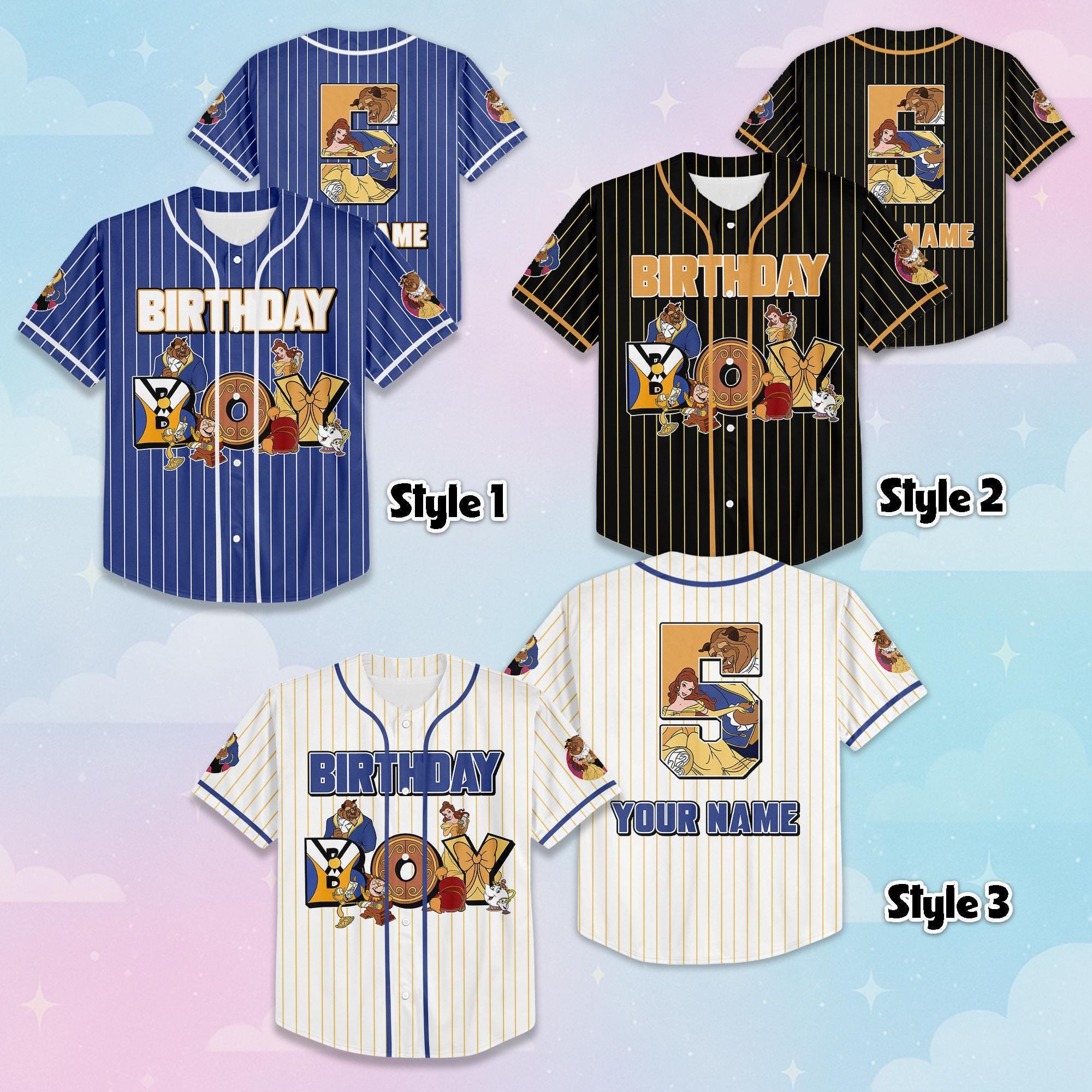 Custom Beauty and the Beast Birthday Boy Baseball Jersey, Disney Belle & the Beast Shirt, Disney Baseball Team Outfit, Gift For Fan