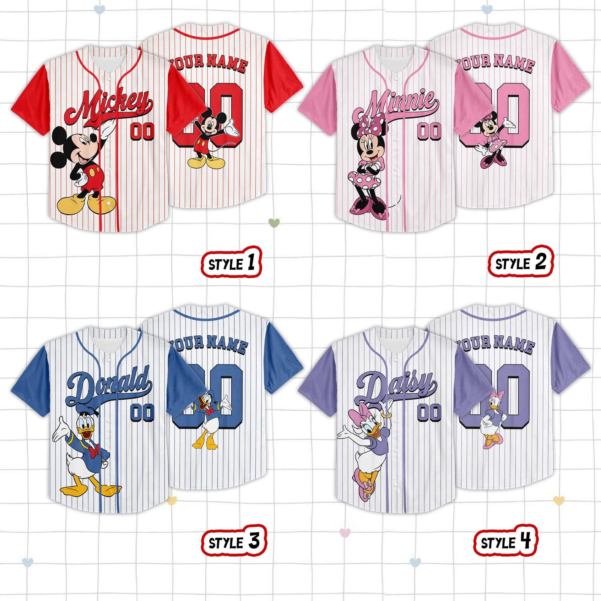 Custom Disney Mickey & Friends Number Baseball Jersey, Jersey Gift For Kids, Custom Disney Lover, Y2K Crewneck, Disney Birthday Gift