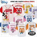 Custom Disney Mickey & Friends Number Baseball Jersey, Jersey Gift For Kids, Custom Disney Lover, Y2K Crewneck, Disney Birthday Gift