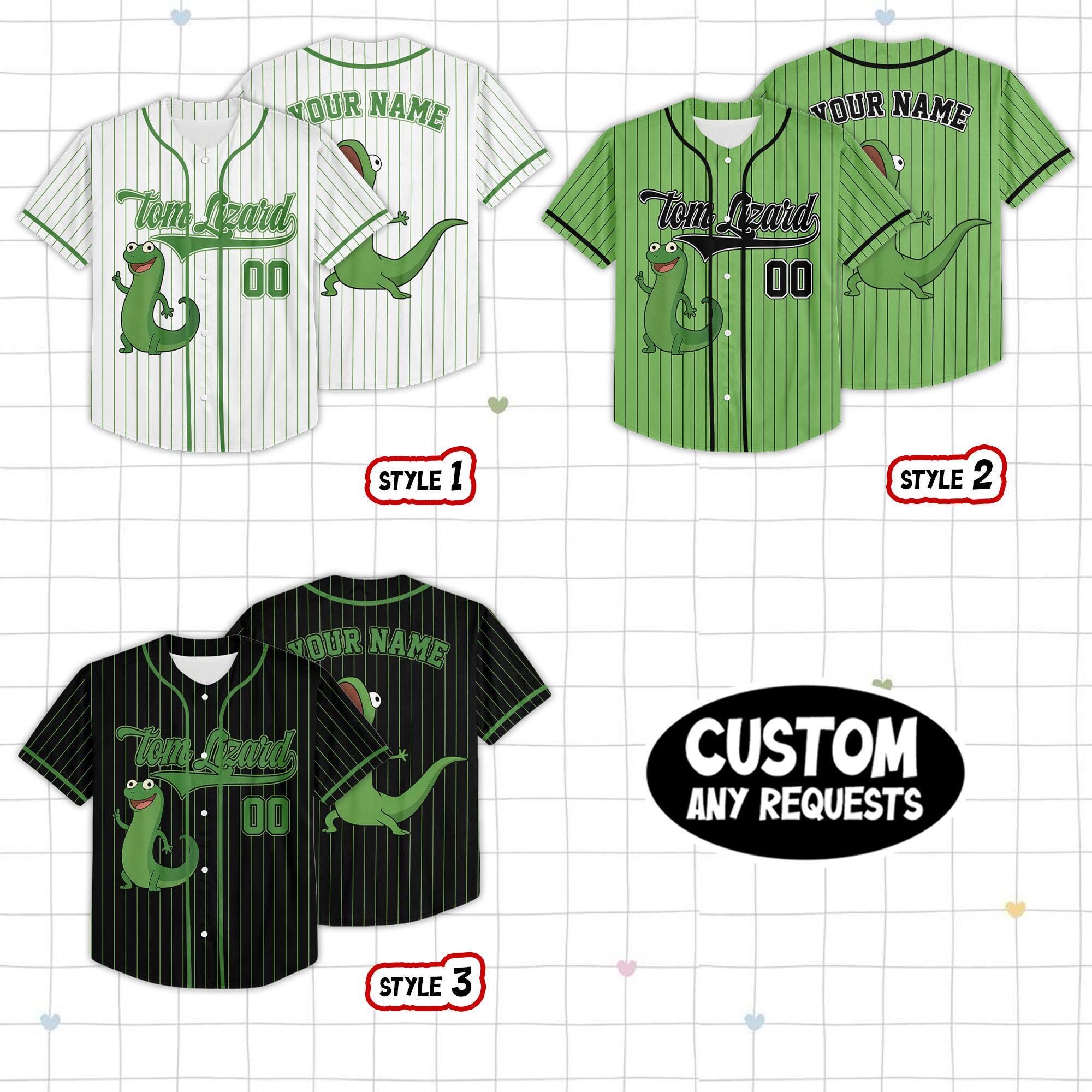 Custom Disney Pixar Movie Hoppers Tom Lizard Simple, Custom Name Tom Lizard Portrait Kid Adult Jersey, Gift For Baseball Fan Disney Matching
