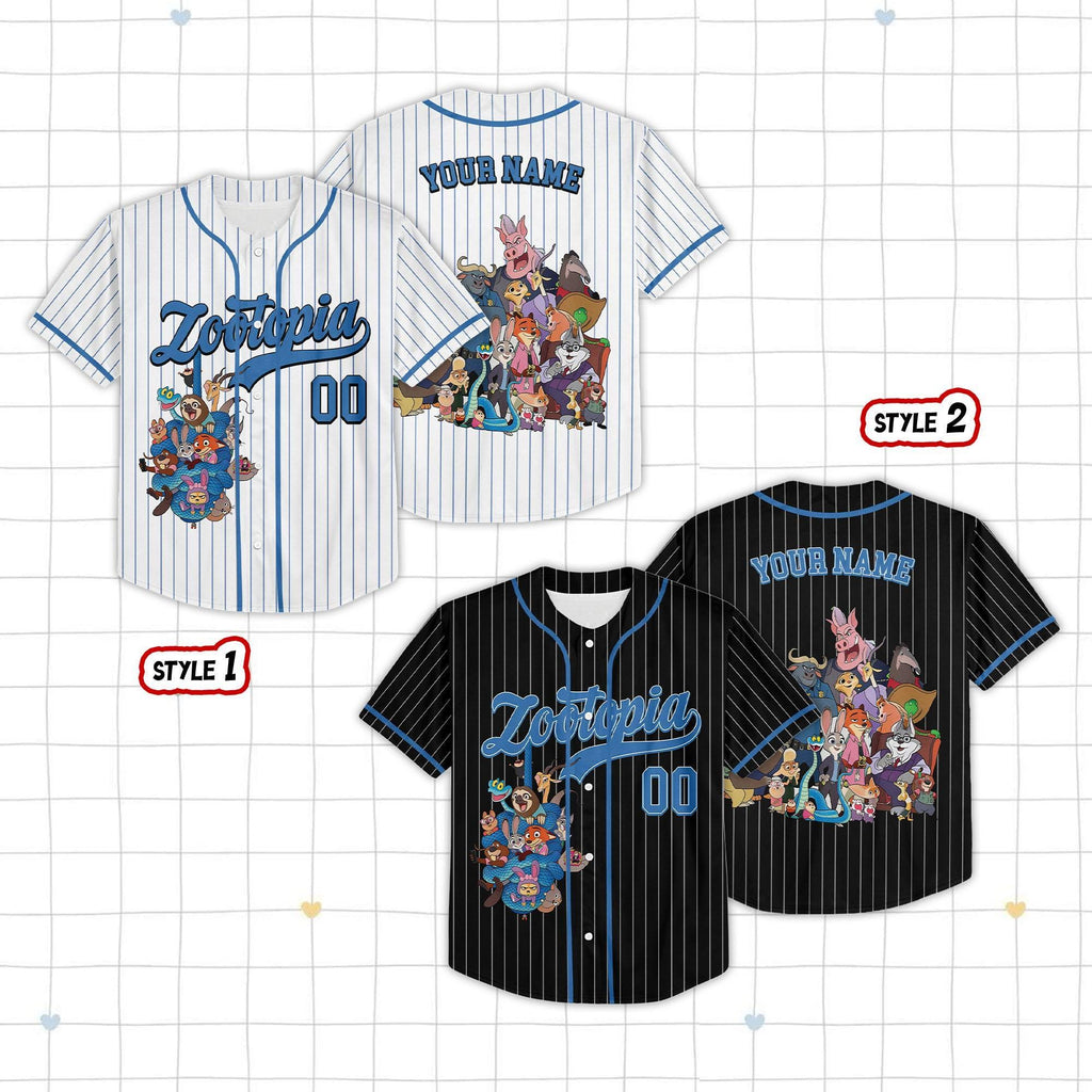 Personalized Disney Zootopia 2 Movie 2025 Characters Baseball Jerseys, Judy Hopps Nick Wilde Birthday Shirt, Disneyland Family Matching Tees