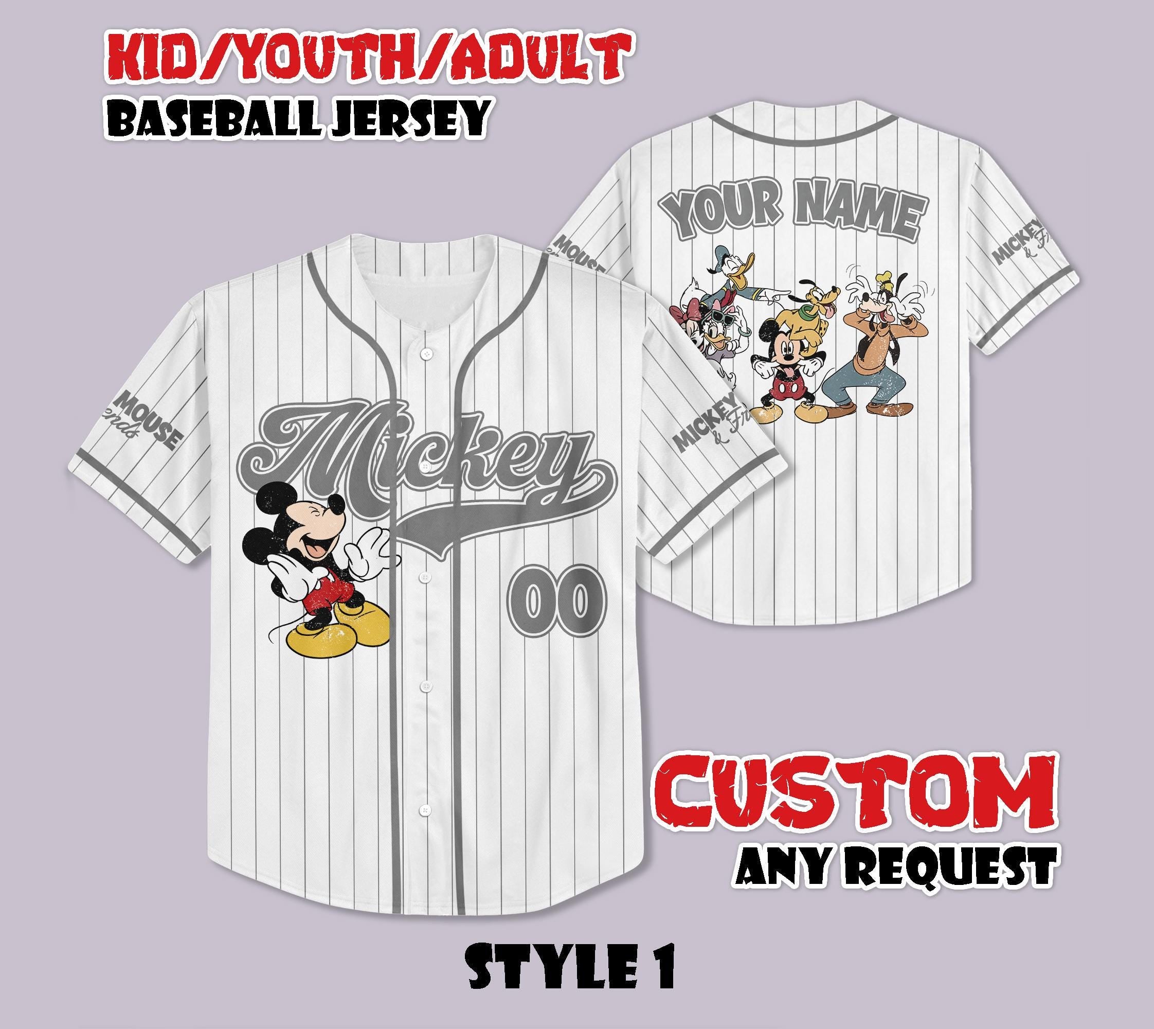Custom Mickey Mouse Baseball Jersey, Disney Fan Outfit
