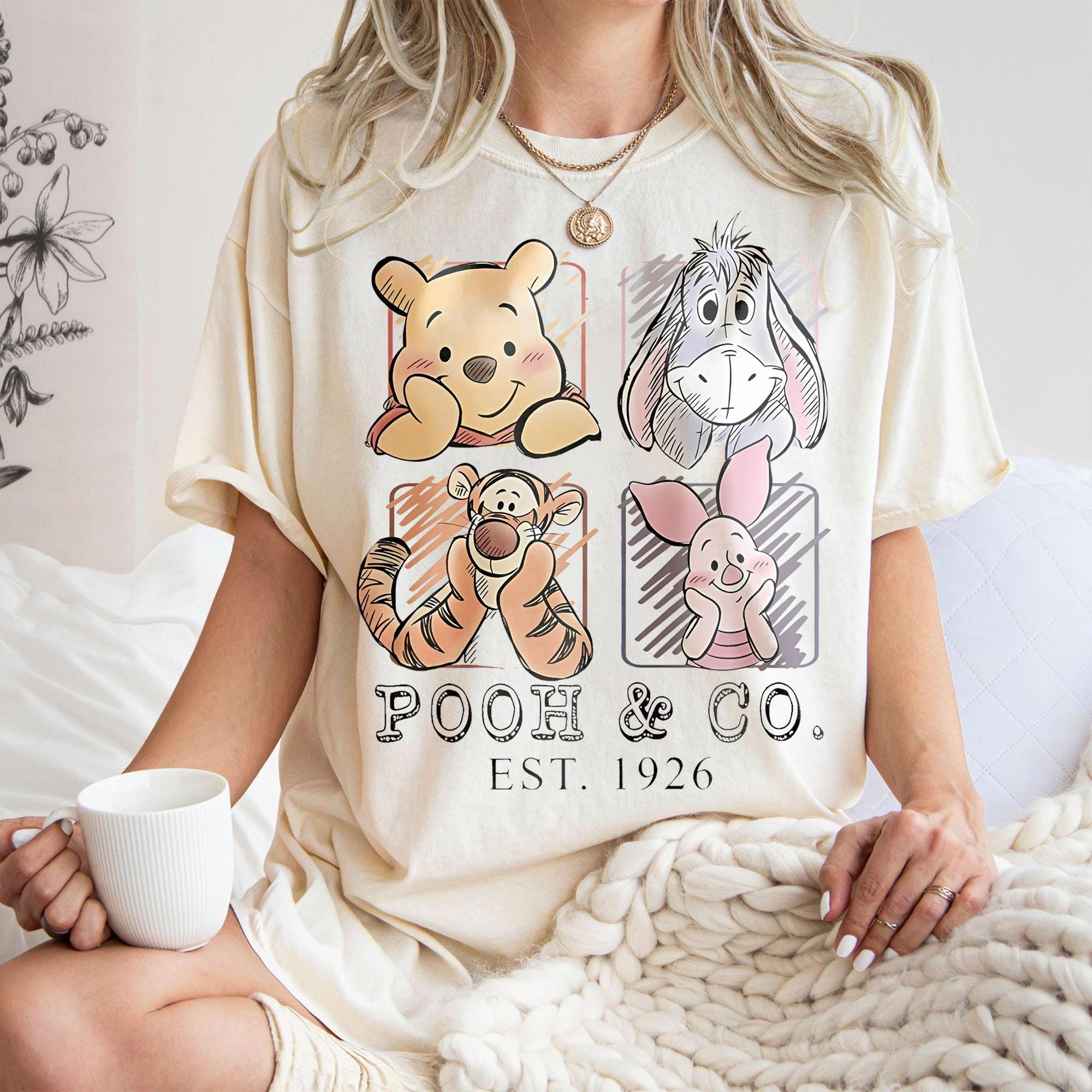Comfort Colors Retro Winnie the Pooh and Friends Shirt, Pooh Co 1926 Vintage Disney Tee, Tigger Piglet Eeyore, Family Trip Disneyland Gift