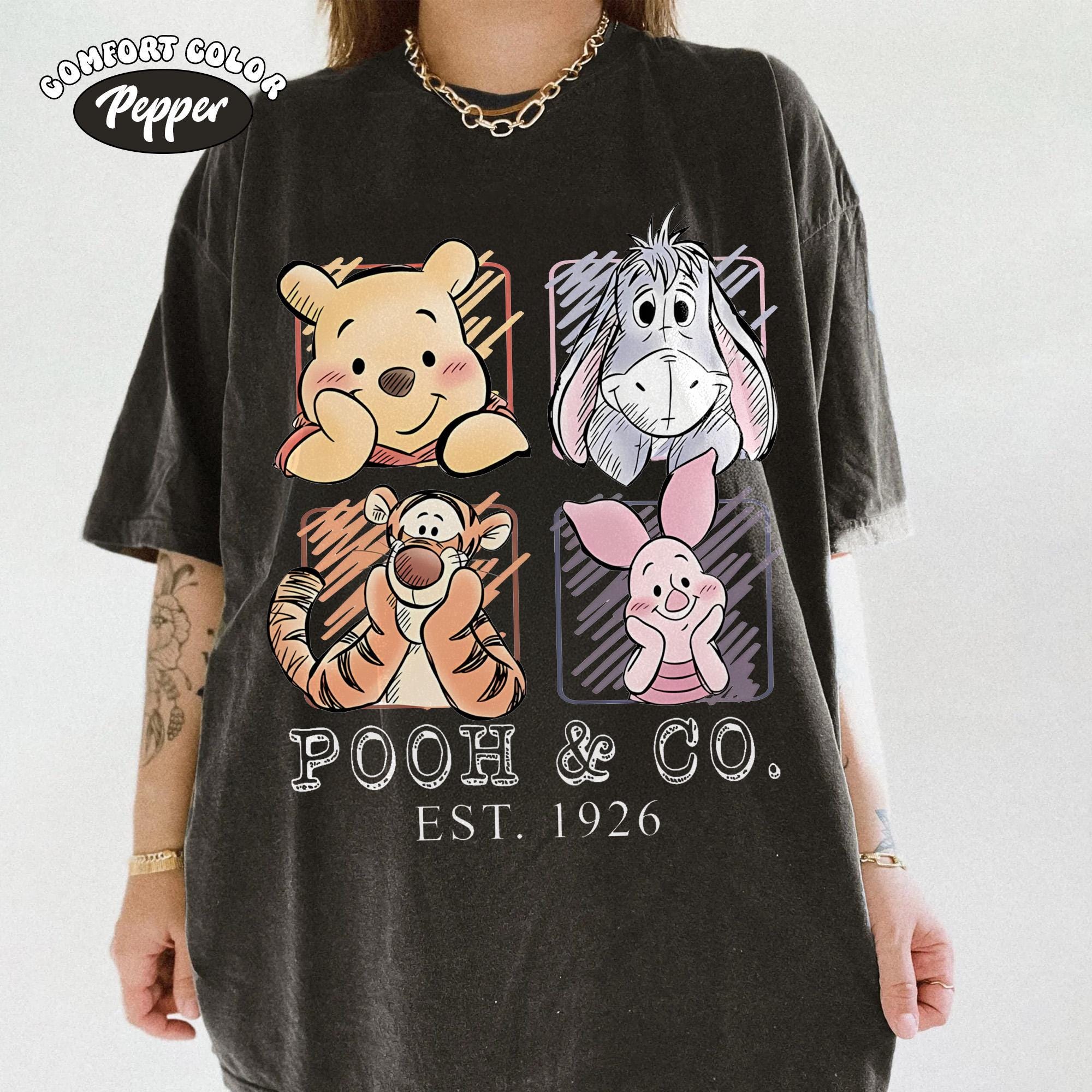 Comfort Colors Retro Winnie the Pooh and Friends Shirt, Pooh Co 1926 Vintage Disney Tee, Tigger Piglet Eeyore, Family Trip Disneyland Gift