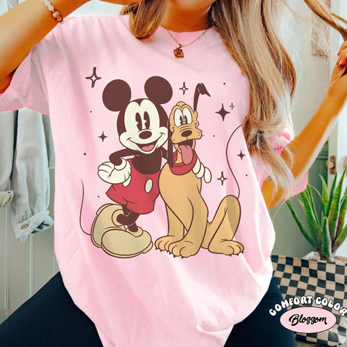 Comfort Colors® Mickey Pluto Best Friends Shirt, Retro Disney Vintage Tee, Cute Mickey Mouse Pluto Dog Hug, Disneyland Family Trip 2026