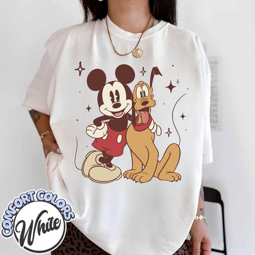 Comfort Colors® Mickey Pluto Best Friends Shirt, Retro Disney Vintage Tee, Cute Mickey Mouse Pluto Dog Hug, Disneyland Family Trip 2026