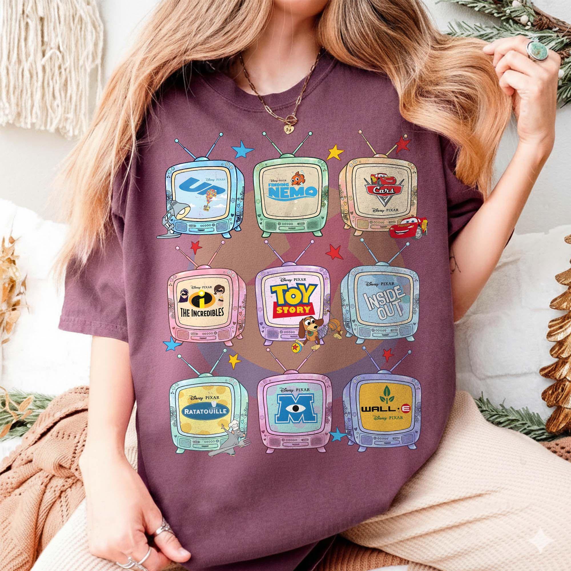 Retro Disney Pixar Movie Television Shirt, Disneyland Pixar Pier Shirt, Toy Story Finding Nemo Shirt, Disneyland Family Matching Trip Shirts