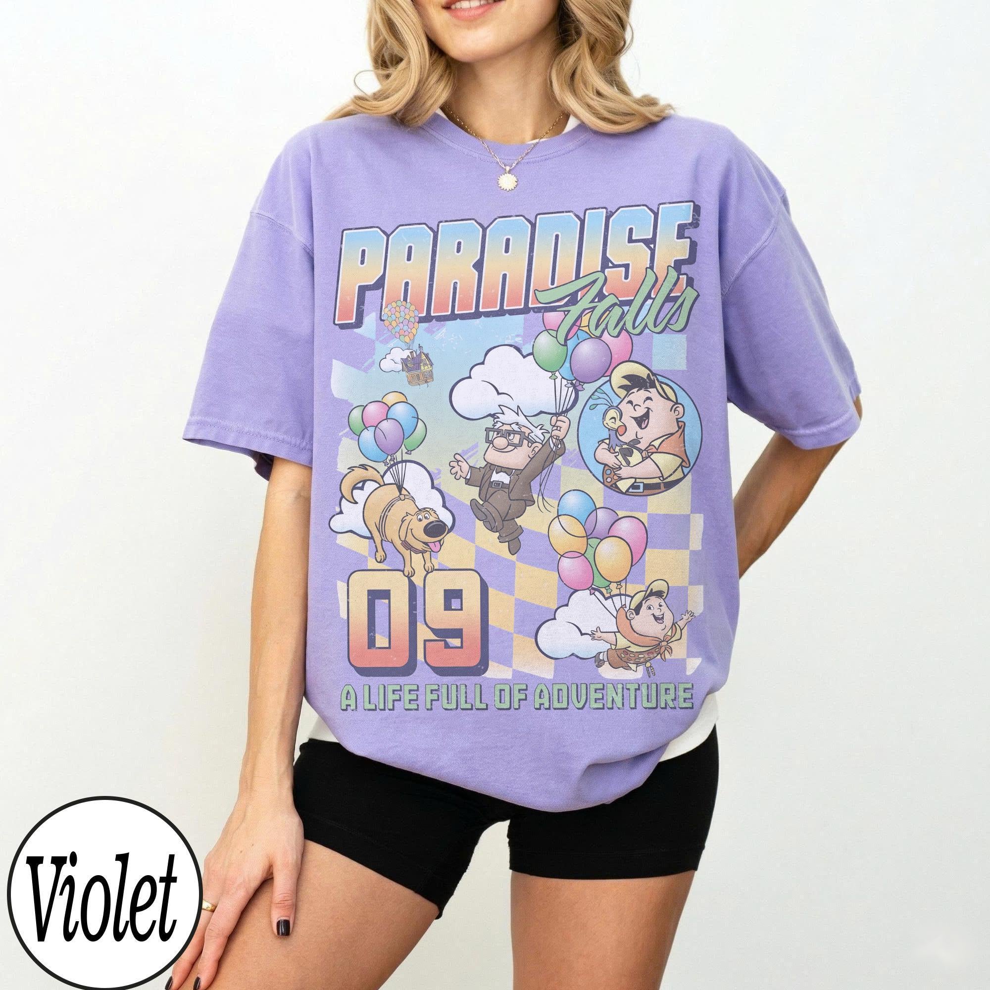 Retro Paradise Falls A Life Full of Adventure Up Movie T-Shirt, Disney Carl Fredricksen Russell Family Matching Tees, Disney Pixar Fest Tee