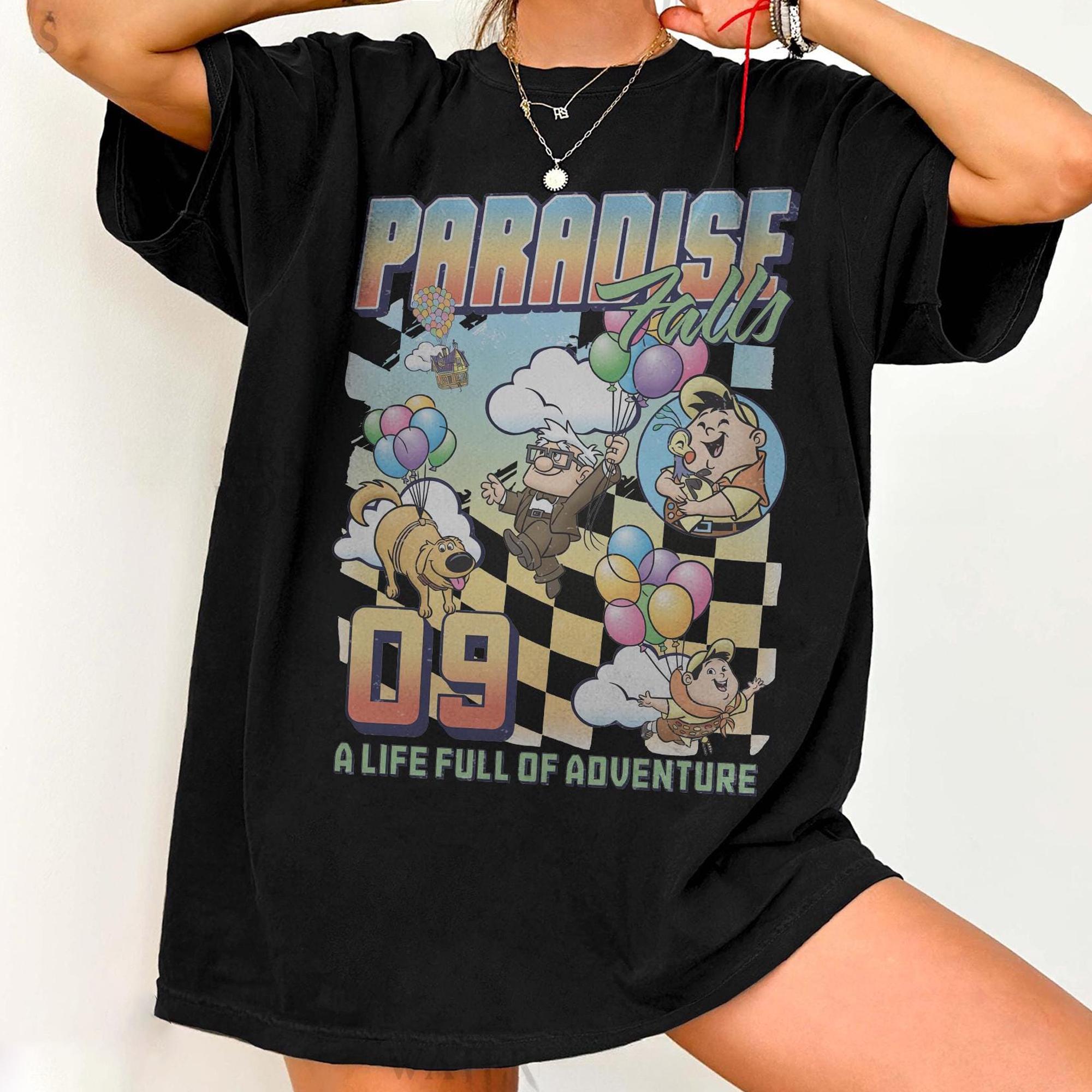 Retro Paradise Falls A Life Full of Adventure Up Movie T-Shirt, Disney Carl Fredricksen Russell Family Matching Tees, Disney Pixar Fest Tee