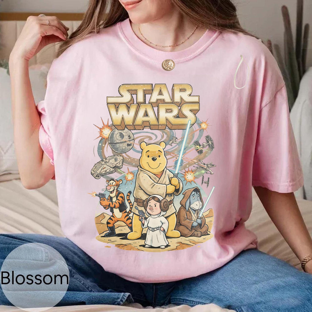 Vintage Winnie the Pooh Star Wars Shirt, Tigger Eeyore Piglet Jedi Mashup Tee, Millennium Falcon Lightsaber Shirt, Retro Star Wars Day 2026