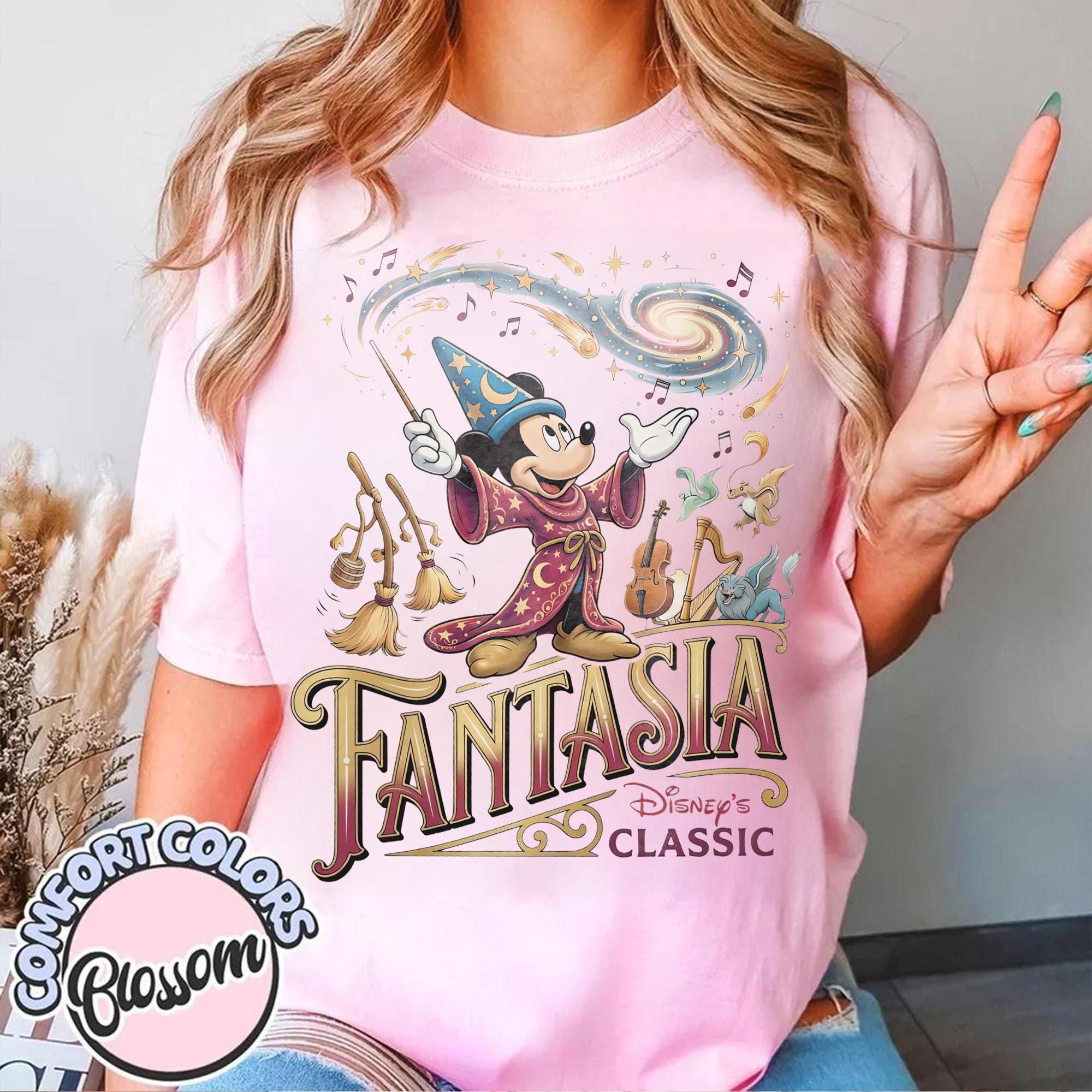 Retro Classic Fantasmic Sorcerer Mickey Comfort Colors Shirt, Disney Fantasia Wizard Tee, Fantasia Mickey Tee, Disneyland Family Trip 2026