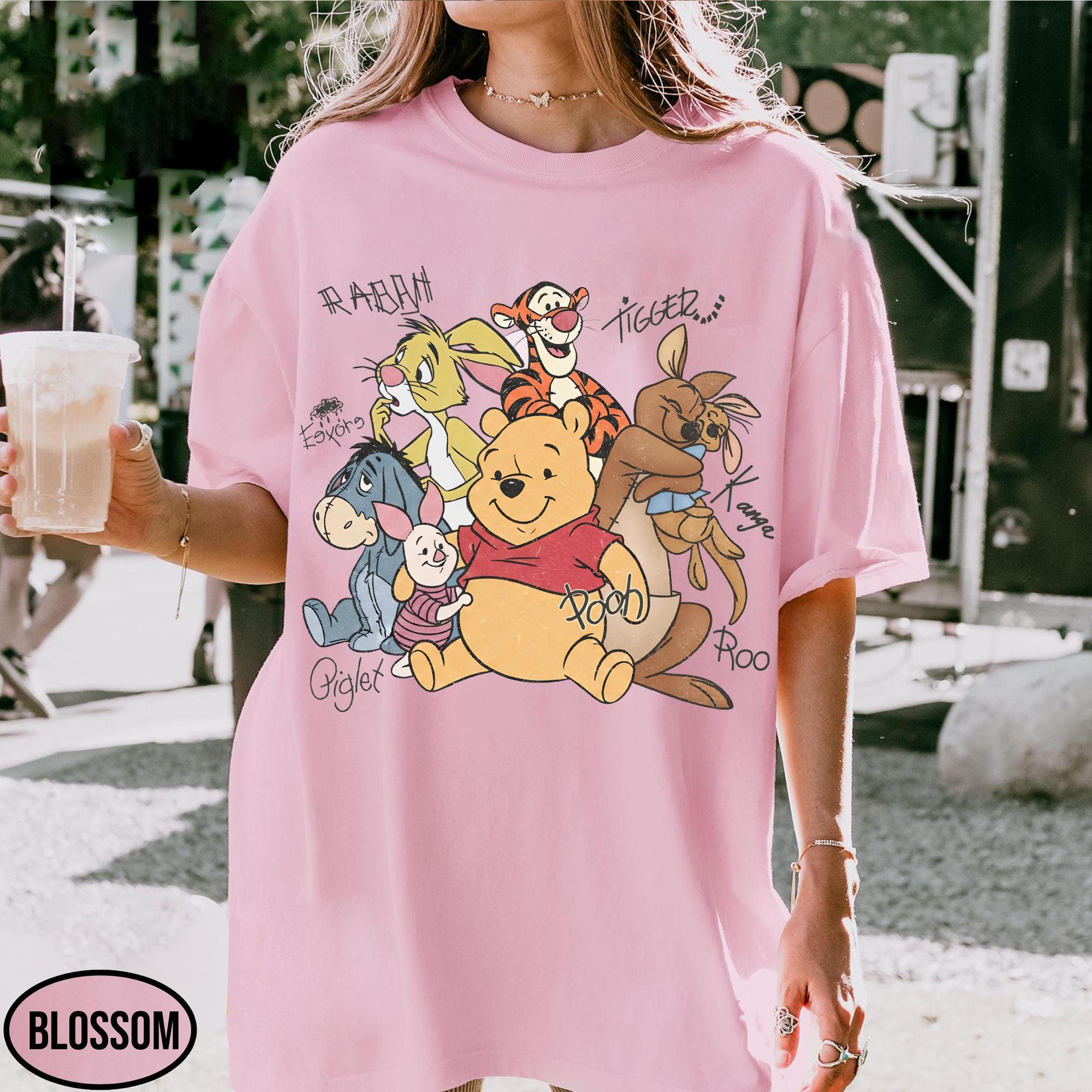 Retro Pooh and Friends Signature Comfort Colors Shirt, Family Matching Tee, Vintage Disney Shirt, Disneyland Trip, Disney World Family Trip